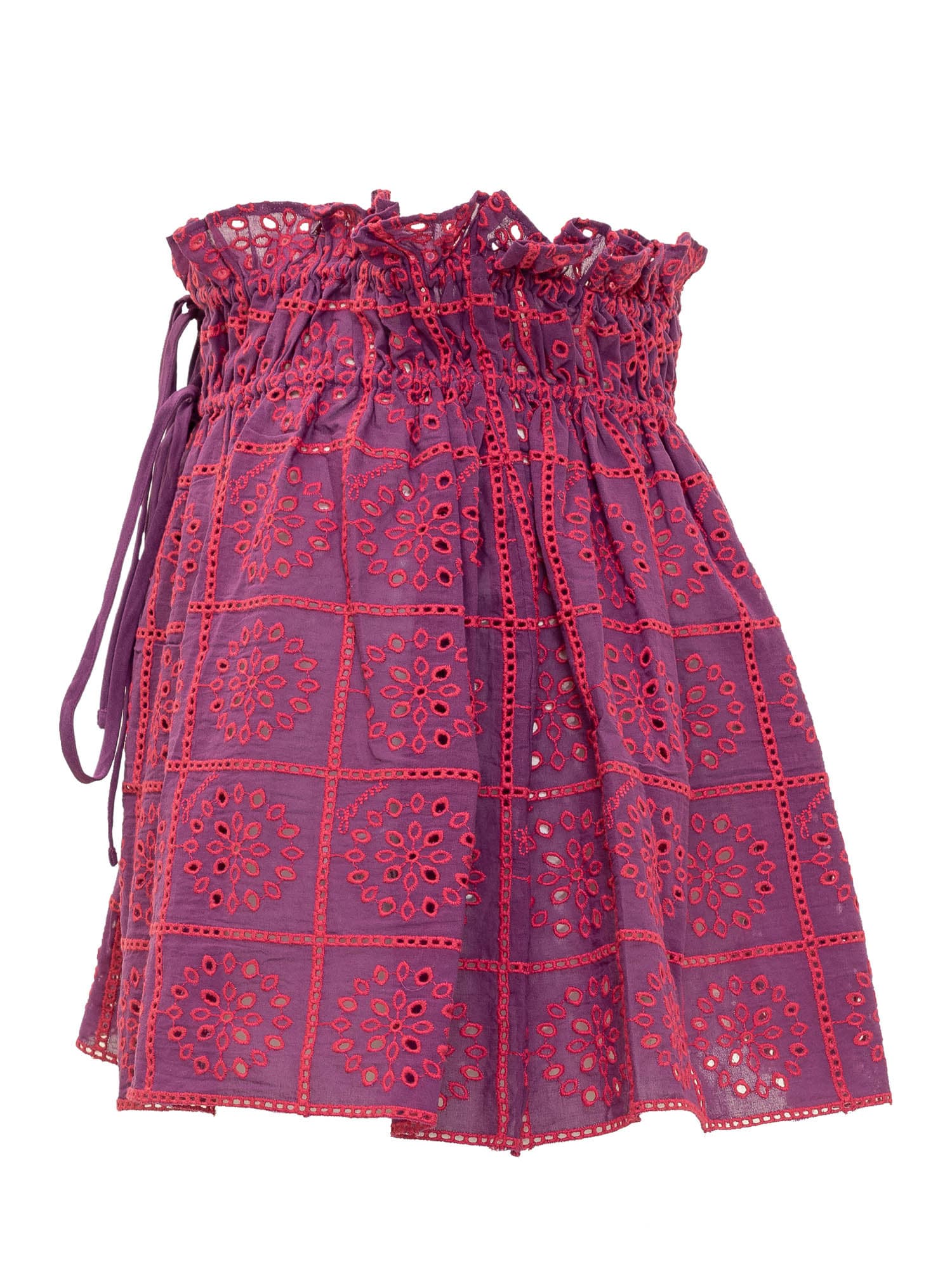 Shop Ganni Light Broderie Skirt In Sparkling Grape
