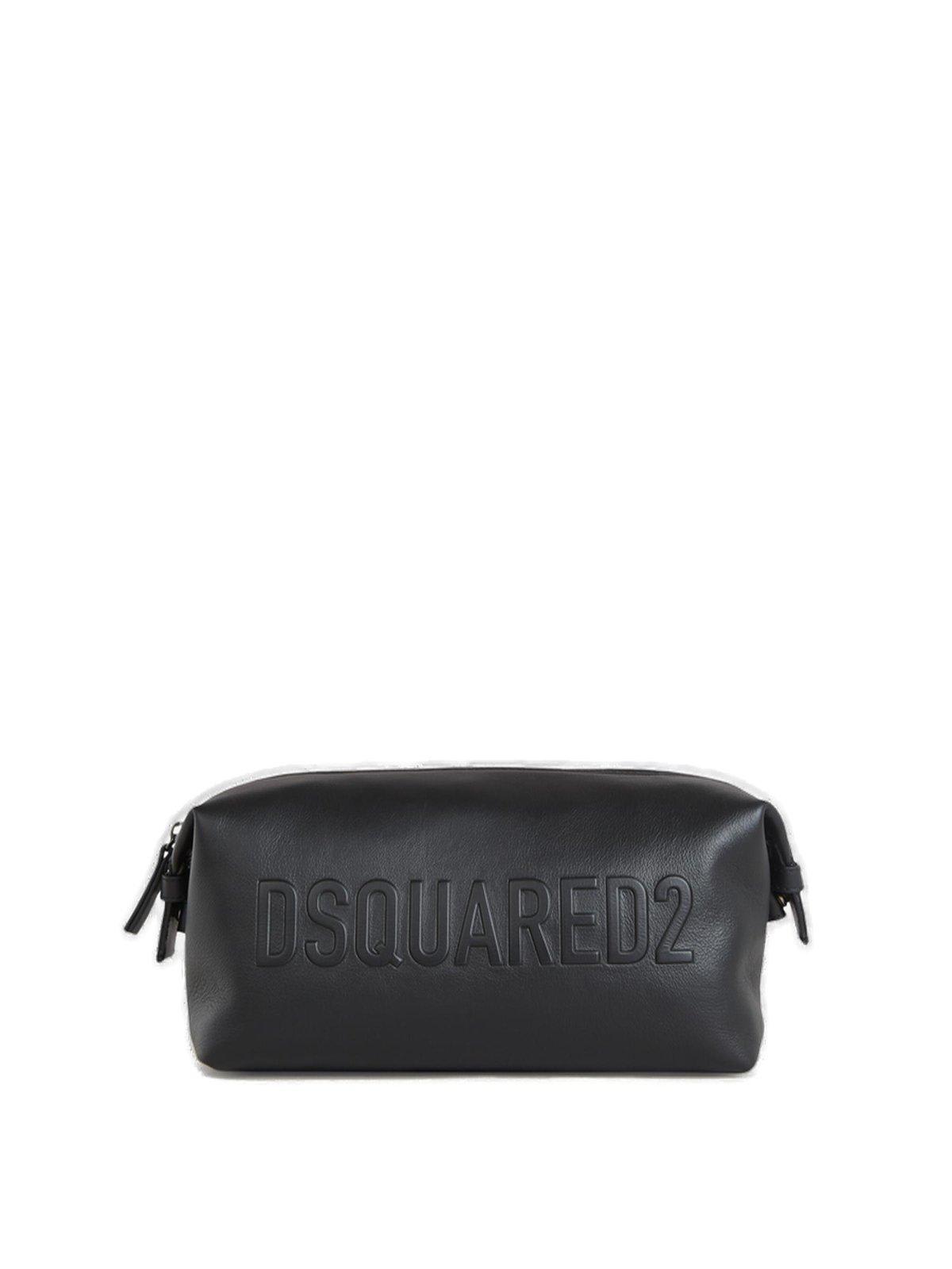 Dsquared2 Logo Embossed Zipped Toiletry Bag