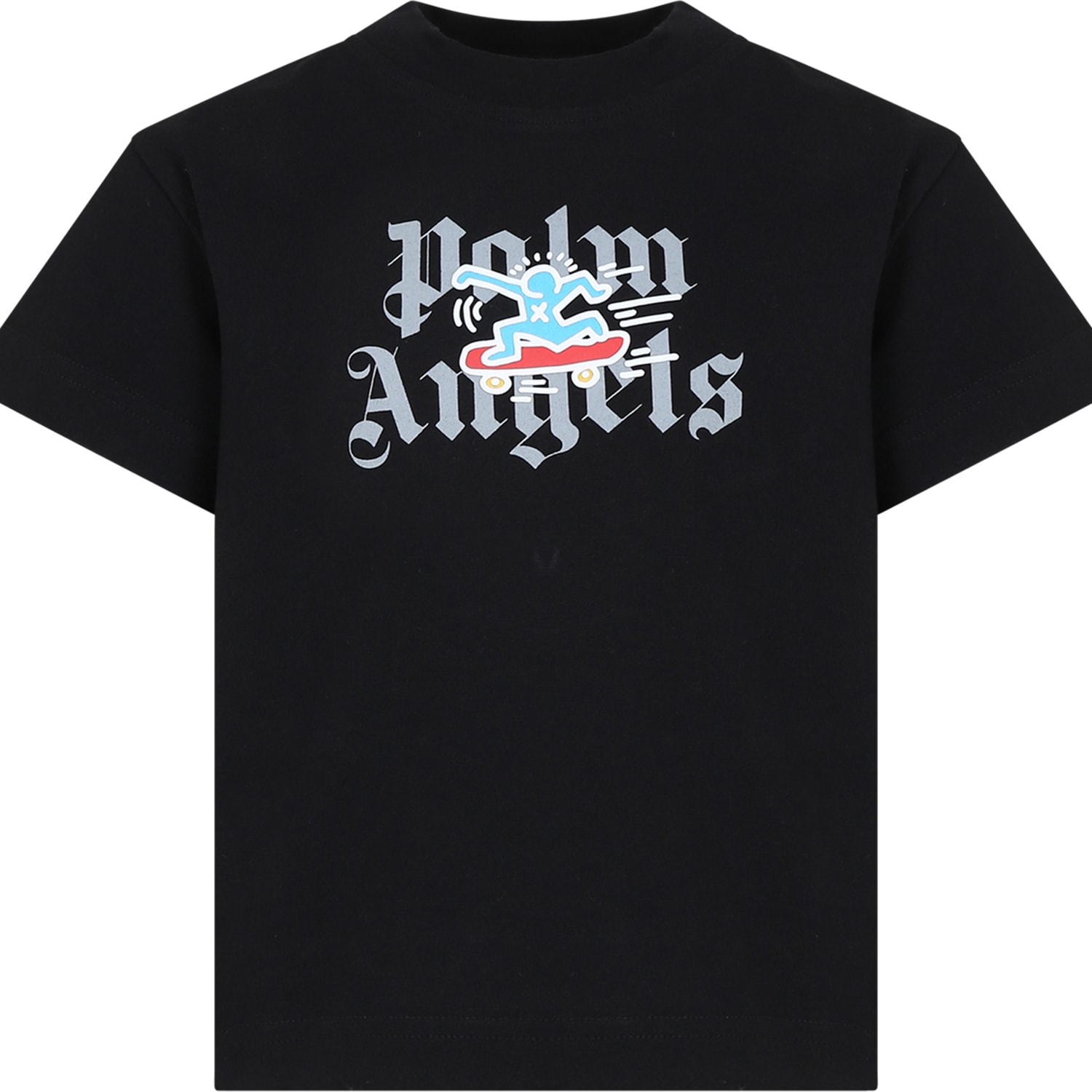 Palm Angels Kids' Black T-shirt For Boy With Logo