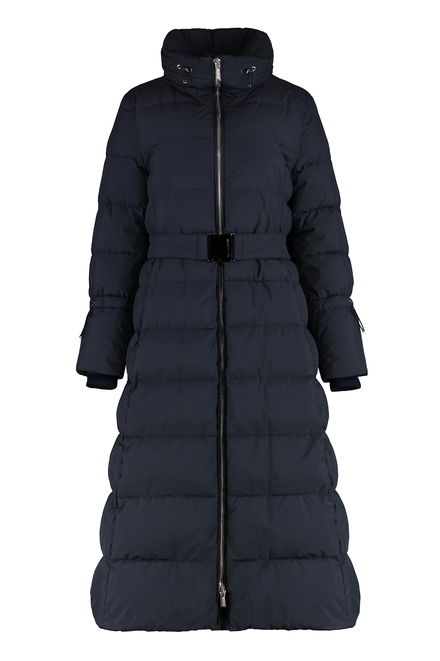 Moorer Dorianne Belted Long Down Jacket In Blue