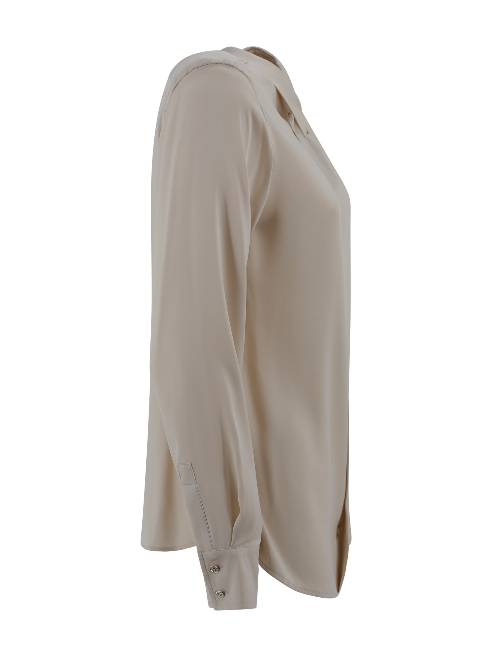 Max Mara Classic Silk Satin Shirt In Neutral