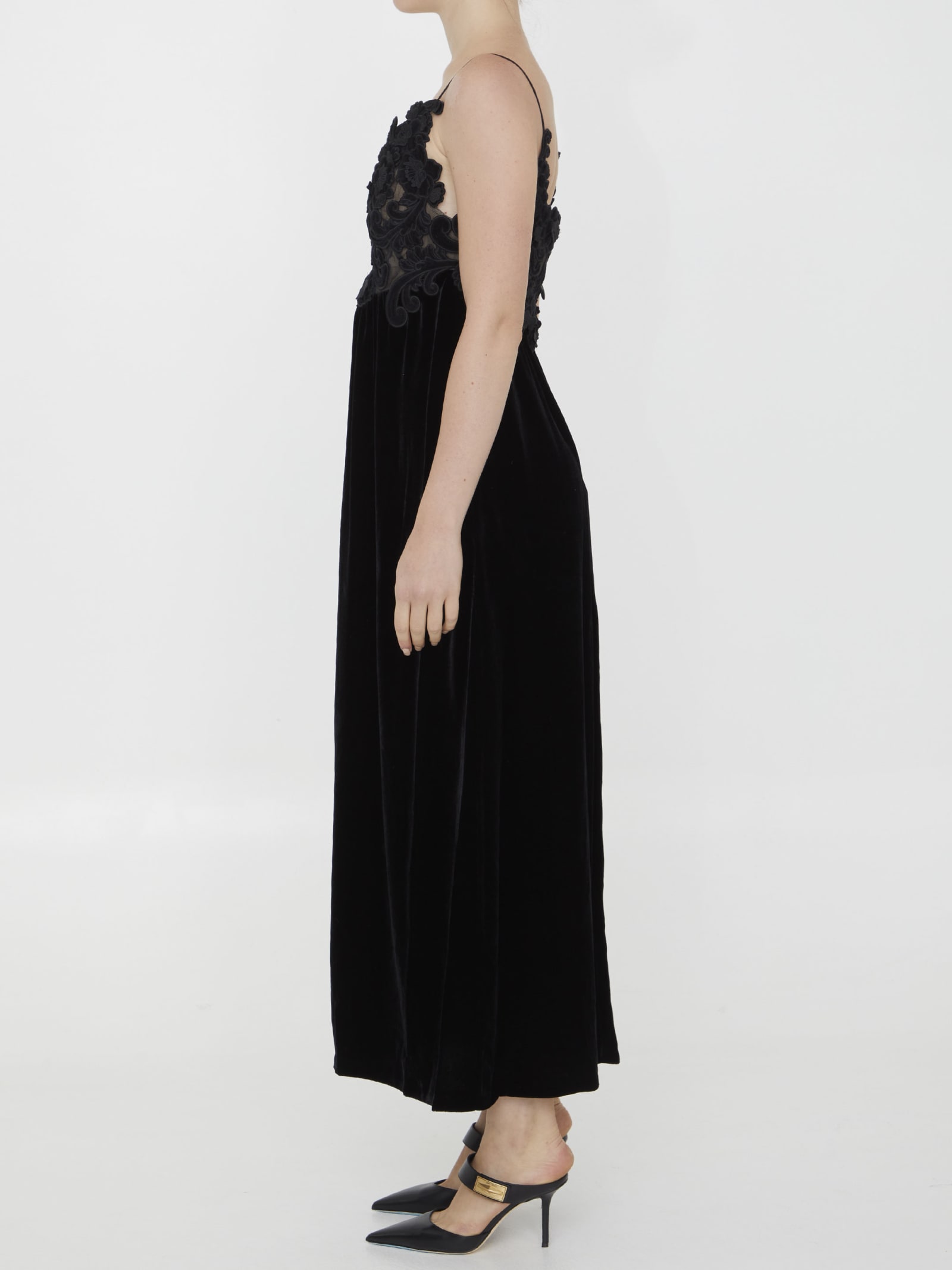 Shop Zimmermann Sensory Velvet Slip Dress In Black
