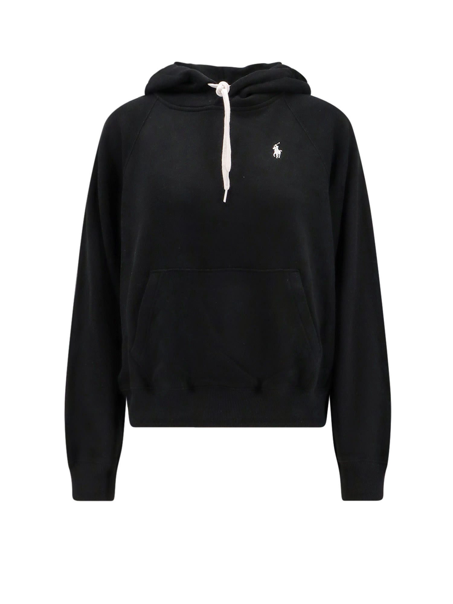 Polo Ralph Lauren Black Hoodie With Drawstring Hood And Pony Embroidery On The Front In Black