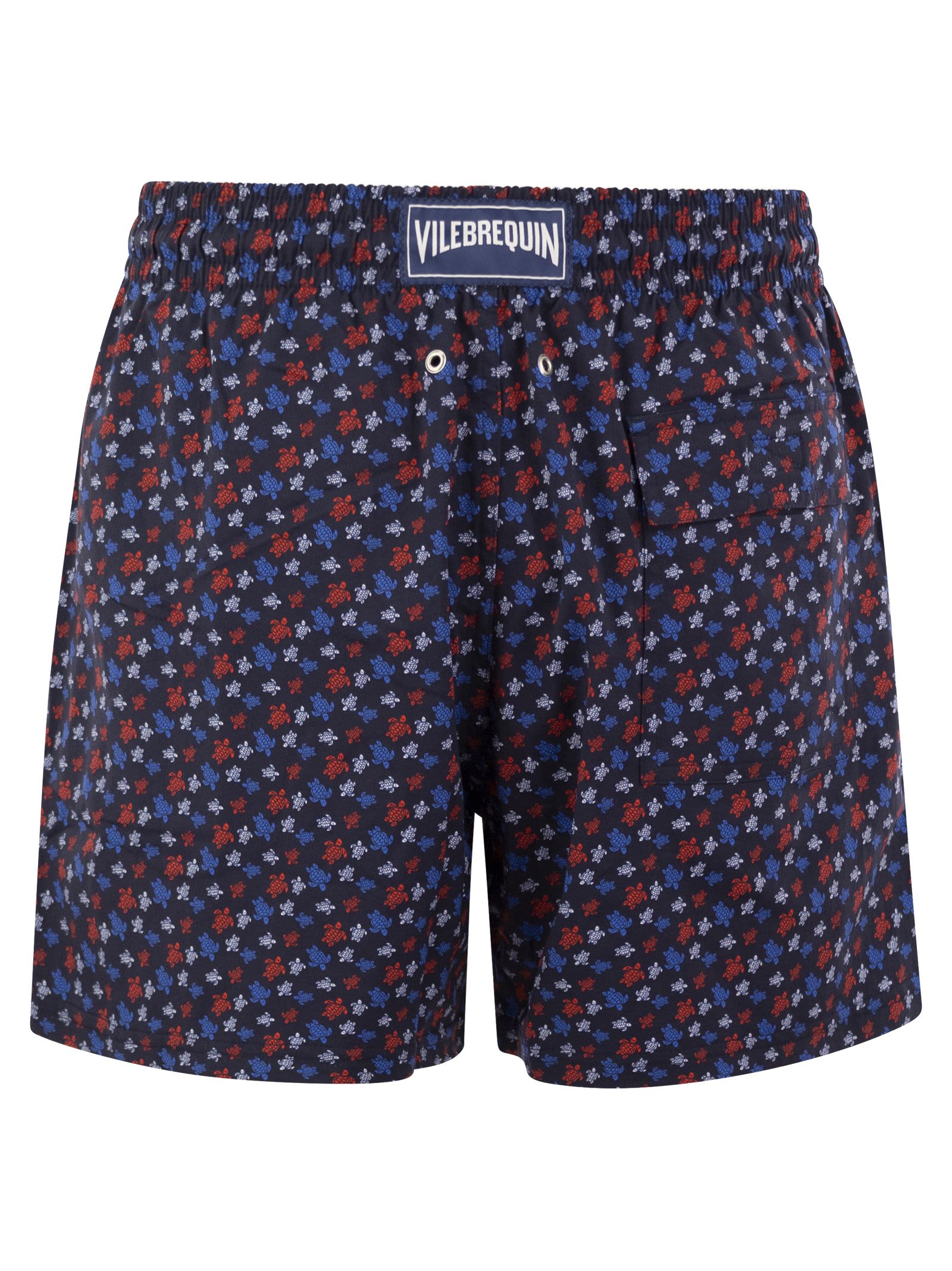 Shop Vilebrequin Stretch Beach Shorts With Patterned Print In Night Blue