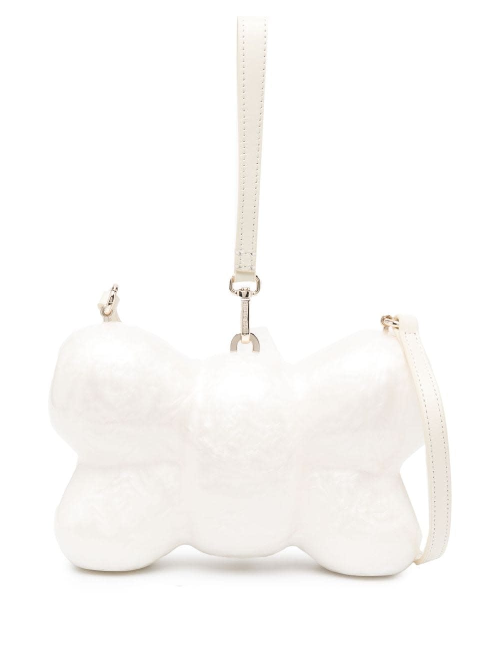 Simone Rocha Bow Bag With Leather Crossbody & Leather Wristel In Pearl