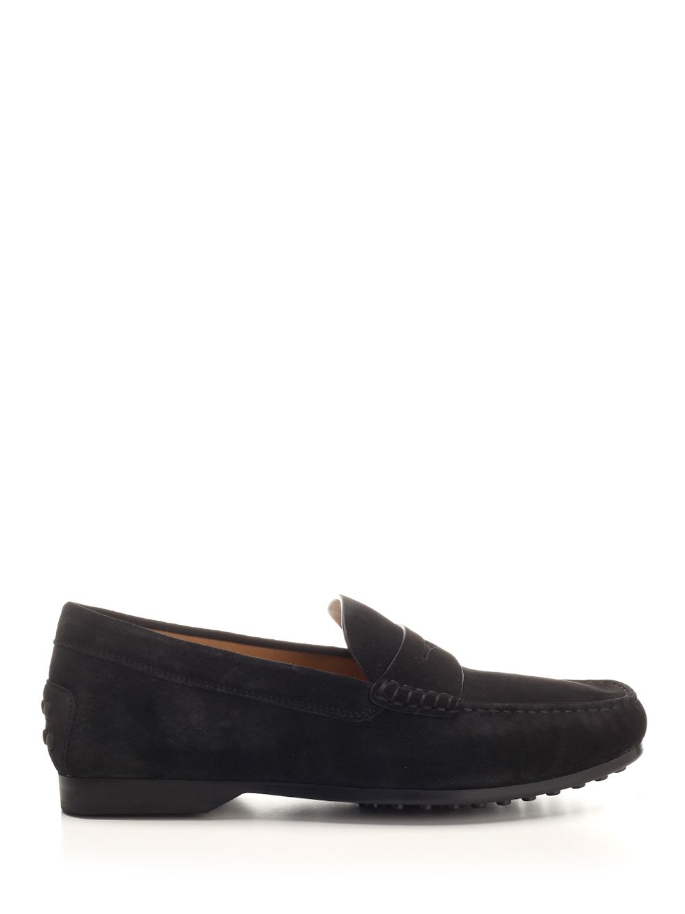 Shop Tod's Dark Brown Suede Loafers In Black