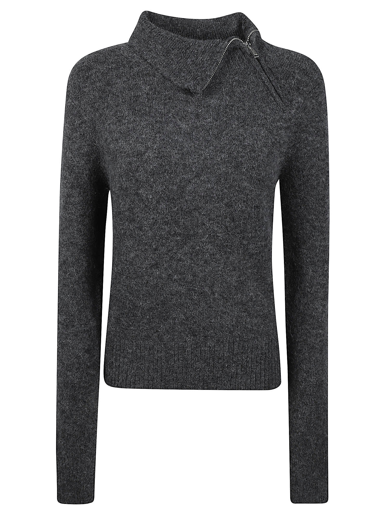 Isabel Marant Zippered Sweater In Dark Grey