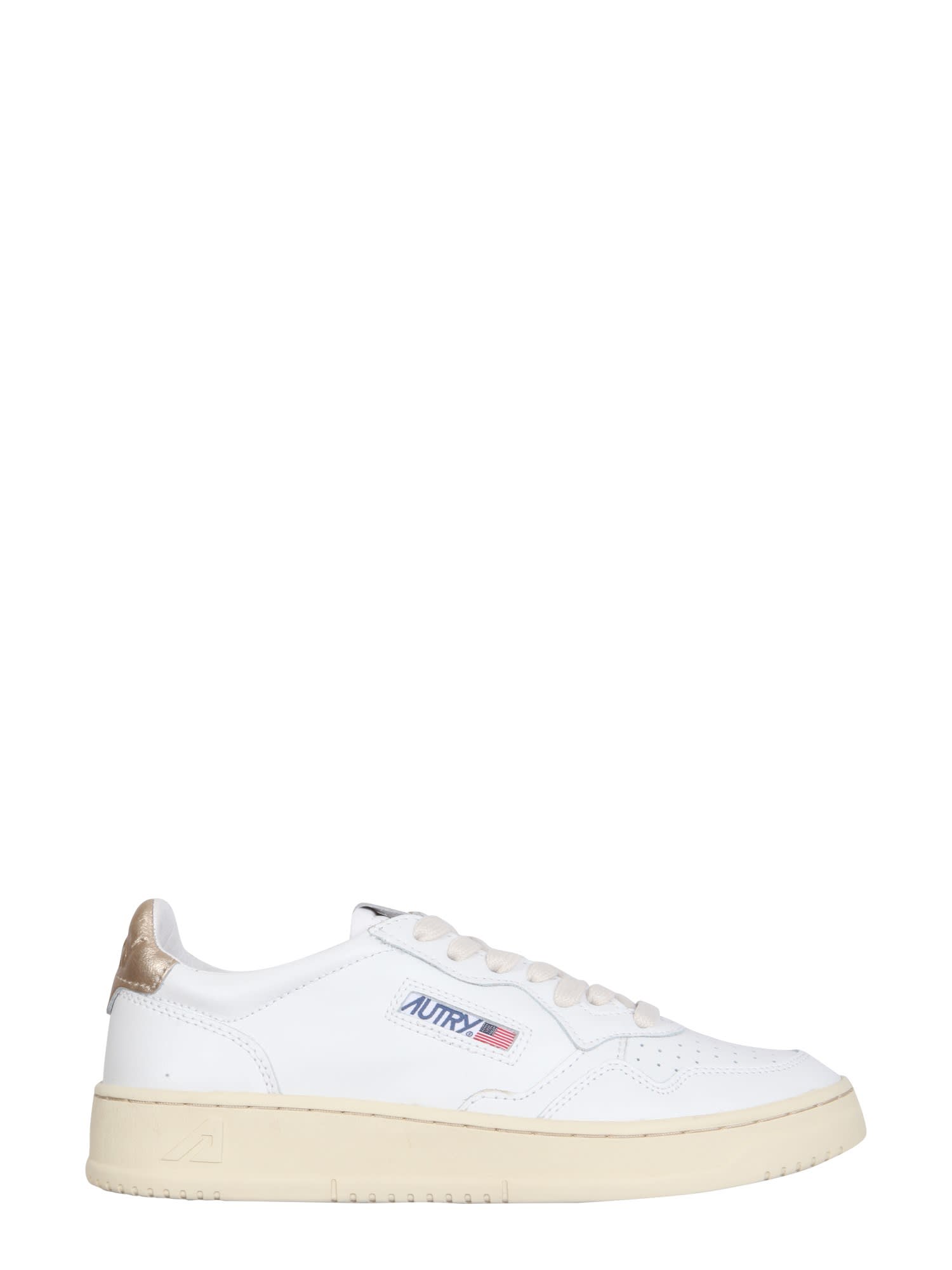 Autry Leather Sneakers In Leat White Gold