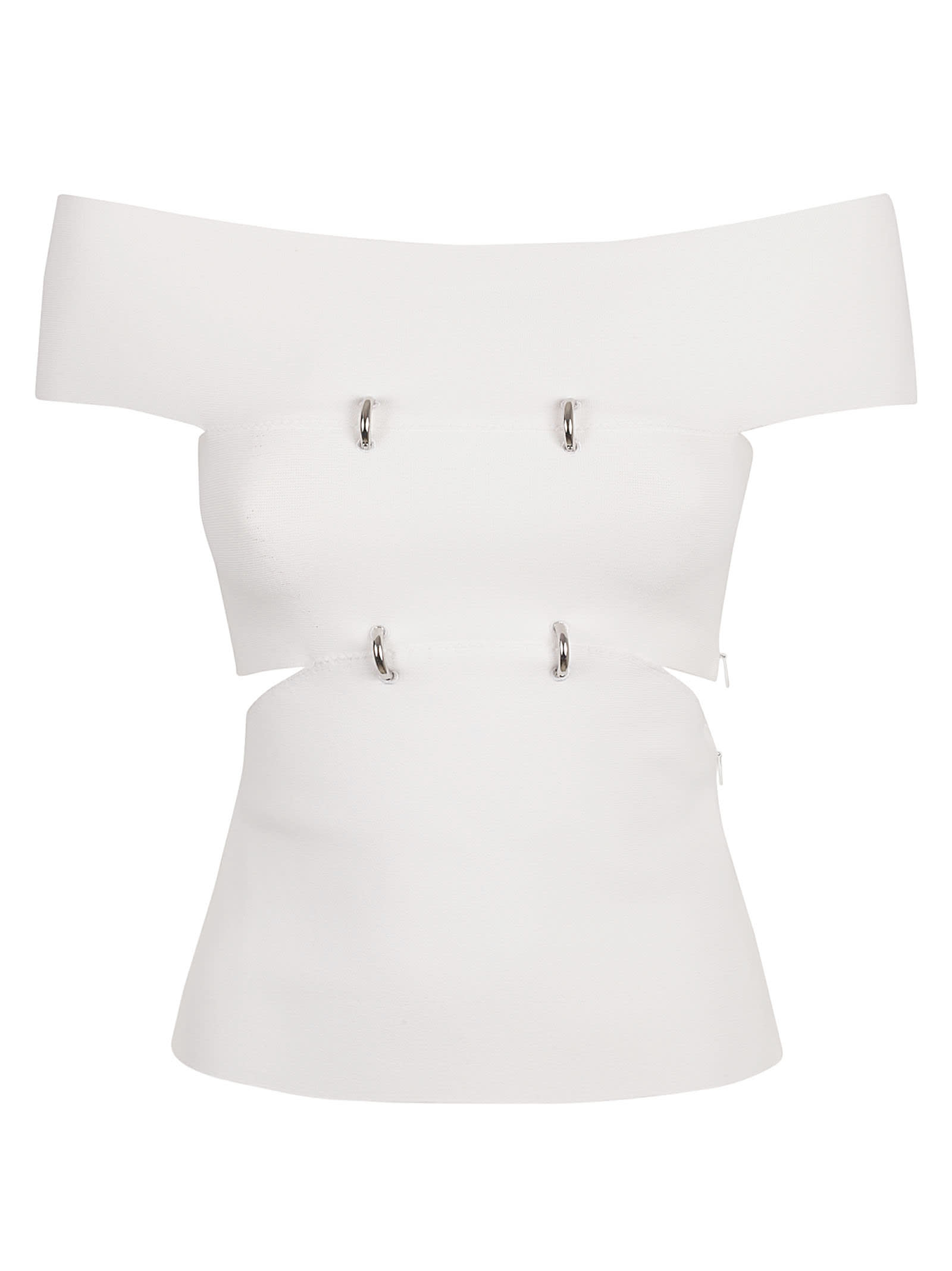 Shop Alexander Mcqueen Off-shoulder Top In Optic White