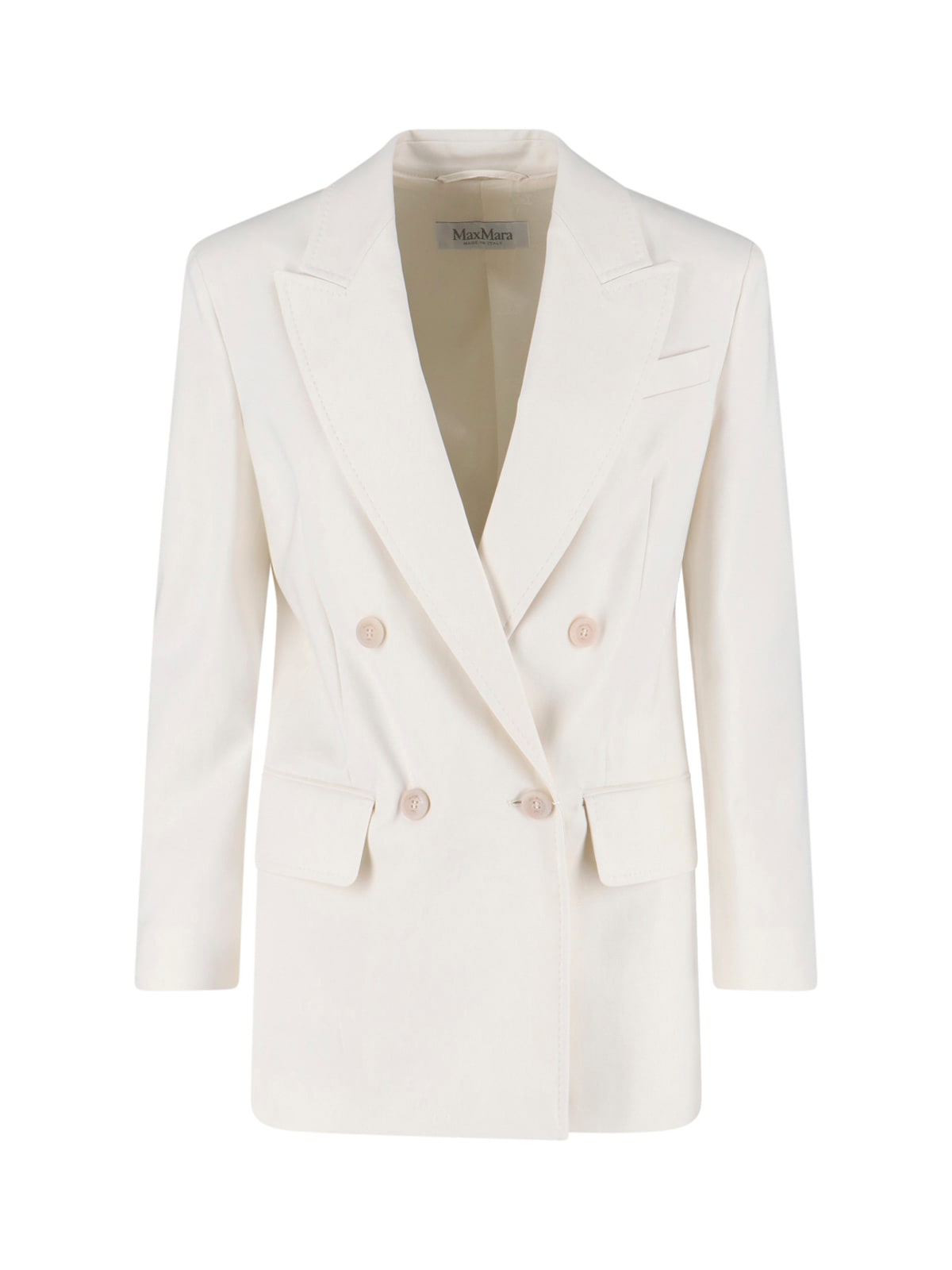 Max Mara Tailored Double-breasted Jacket Flap Pockets In White