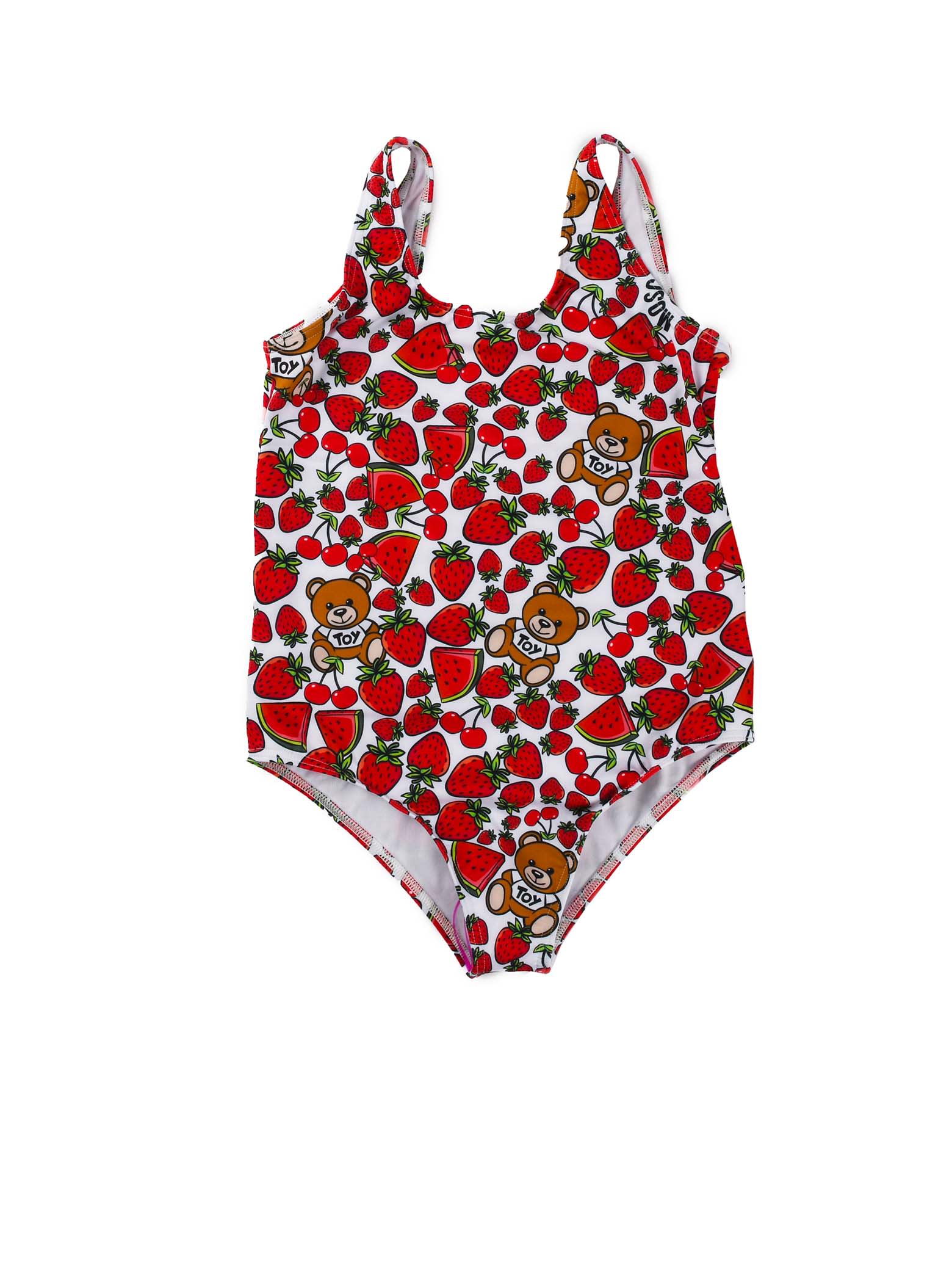Moschino One-piece Swimsuits With Bears And Strawberries Print