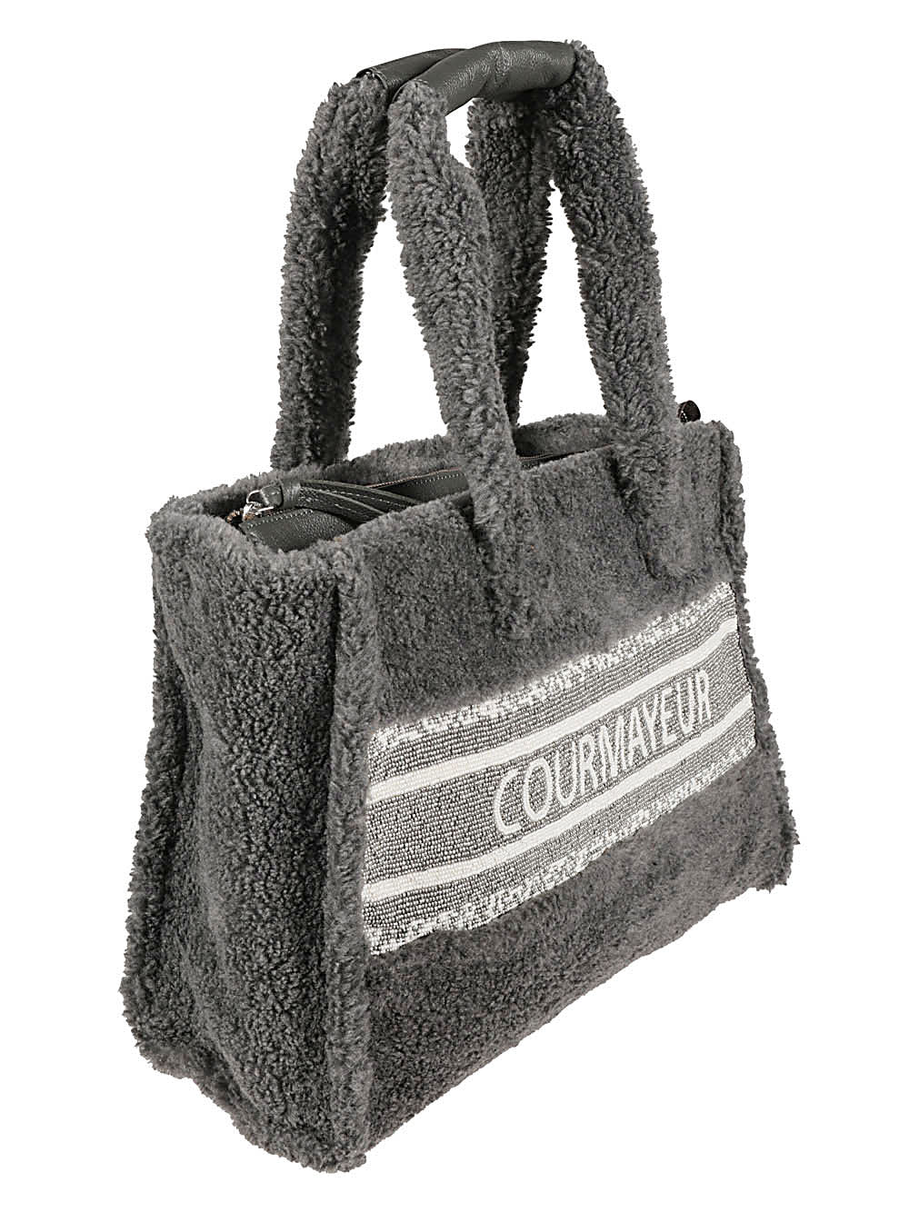 De Siena Courmayeur Eco Fur Shopping Bag In Gray