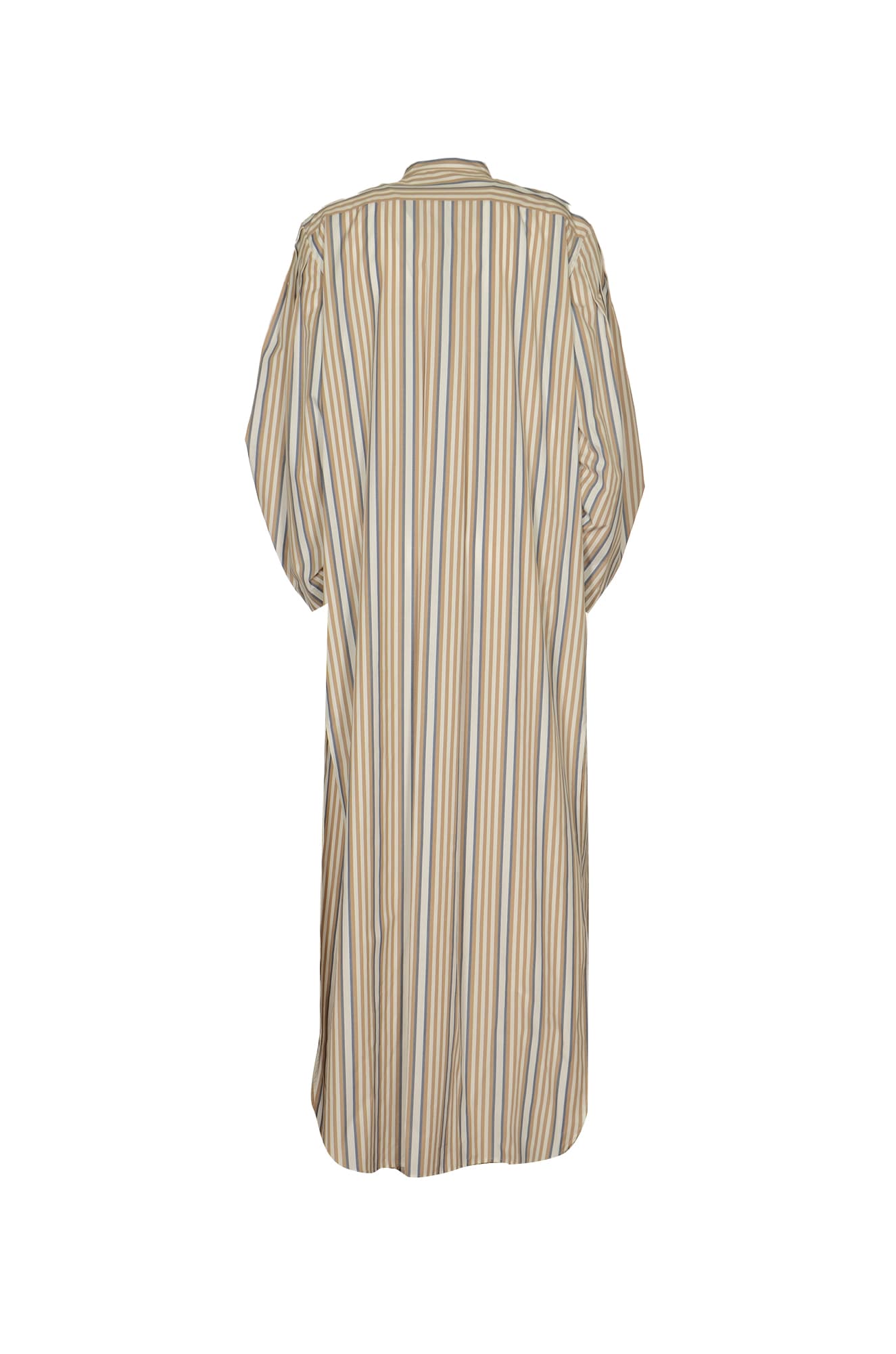 Shop Alberta Ferretti Pinstripe Long Dress In Fantasia Beige
