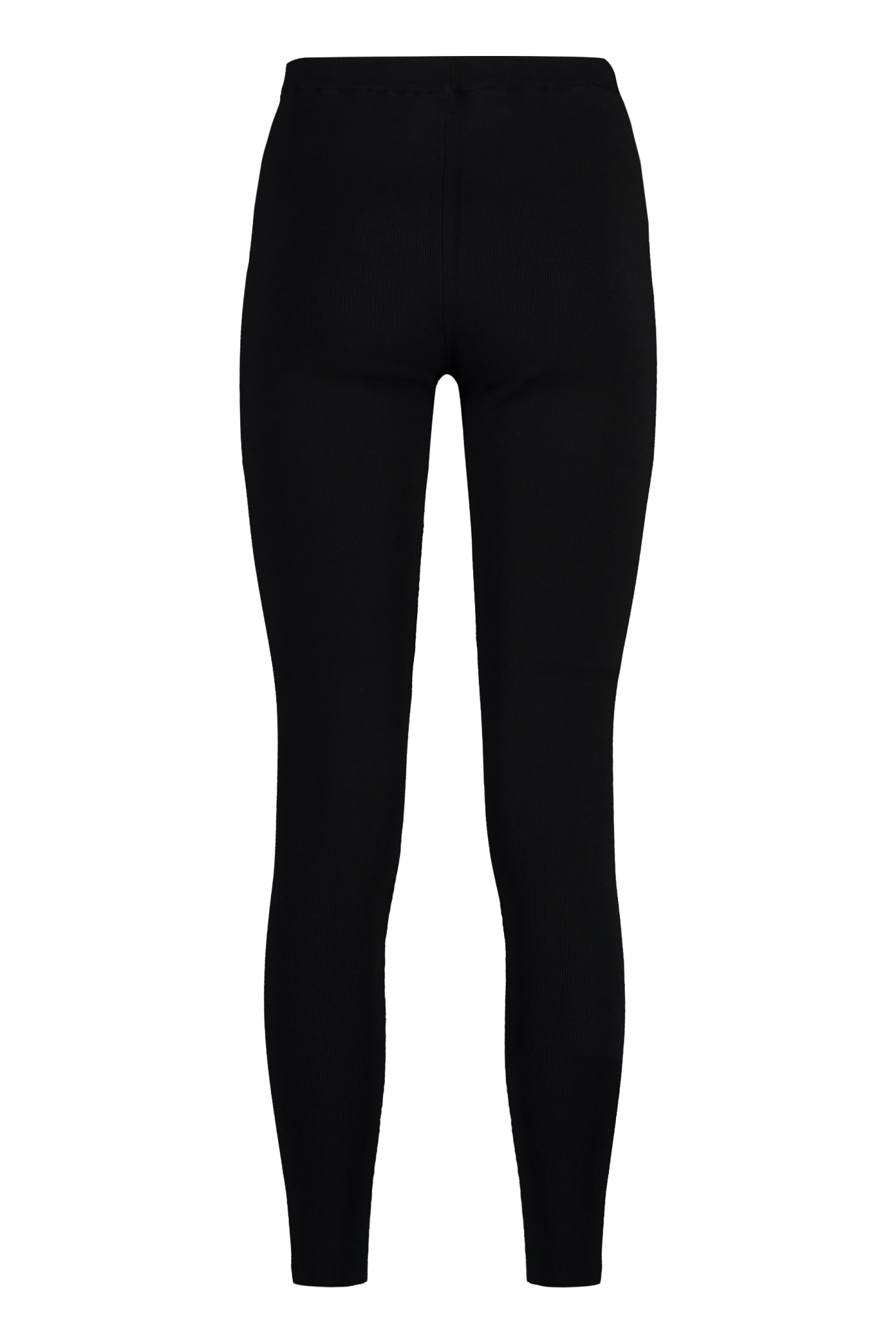 Yves Salomon High-waisted Slim-fit Knit Pants With Ribbed Texture In Black
