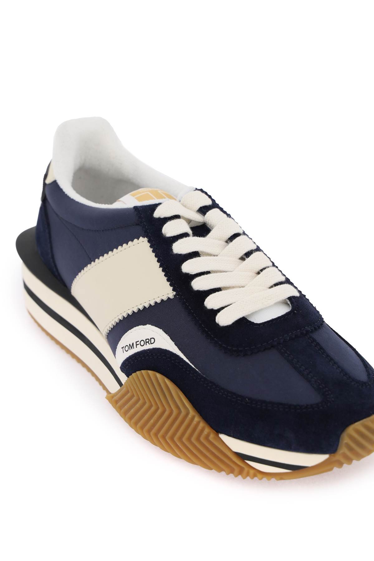 Tom Ford Mens Blue James Logo-print Leather And Suede Low-top Trainers In Blue
