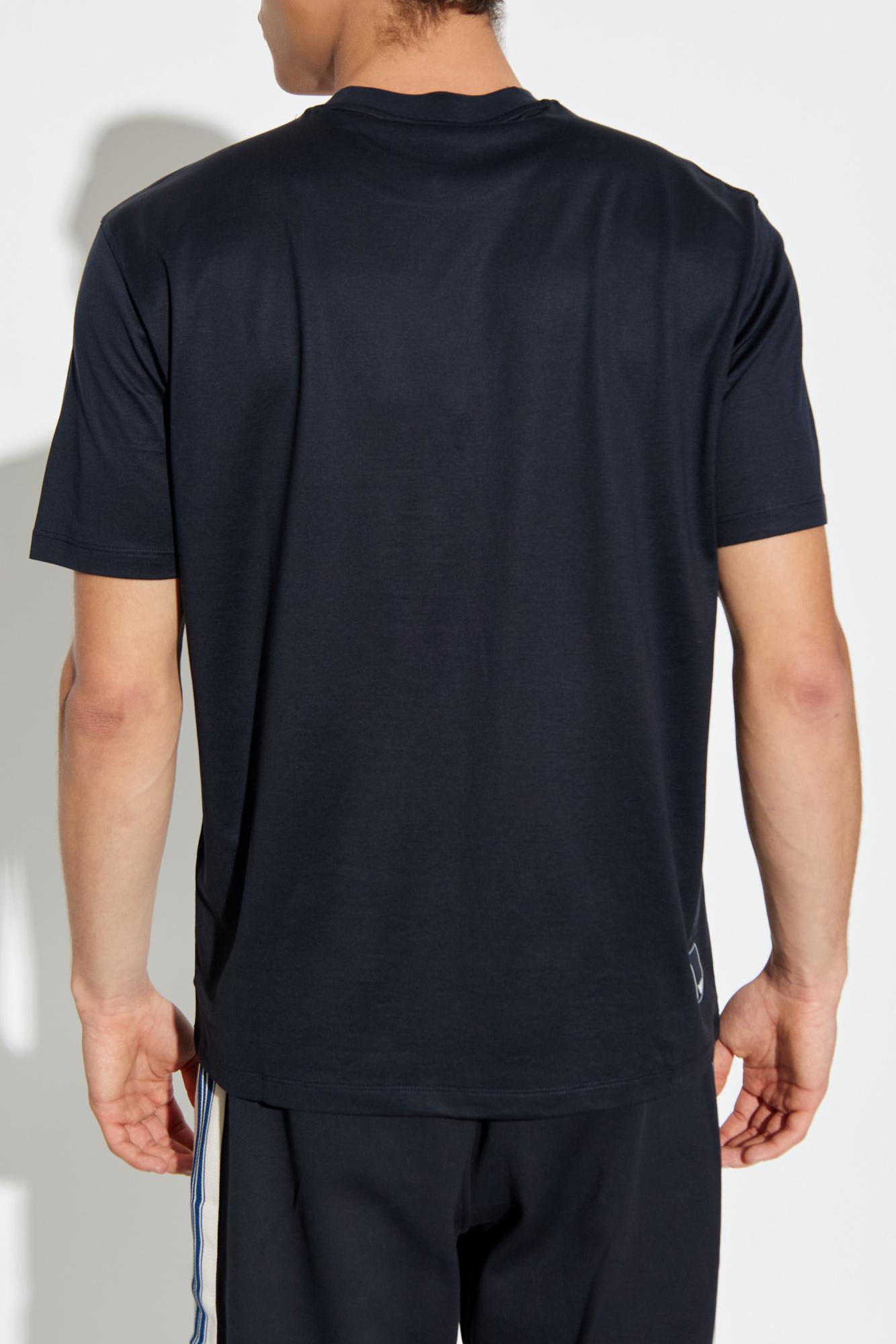 Emporio Armani Logo-embroidered Crew-neck T-shirt In Blue