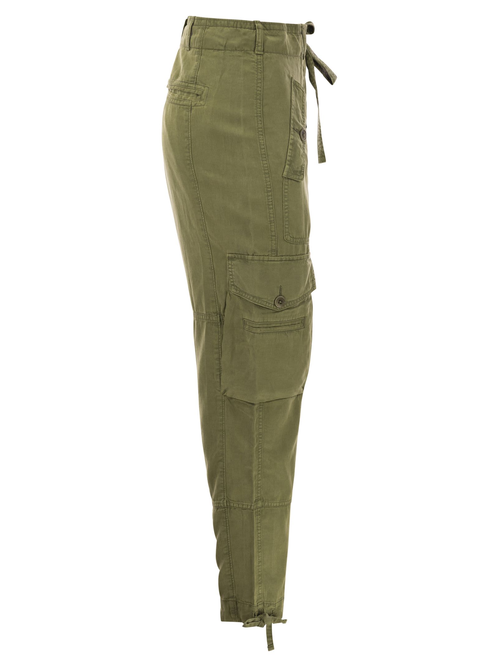 Shop Polo Ralph Lauren Linen Blend Twill Cargo Trousers In Olive Green