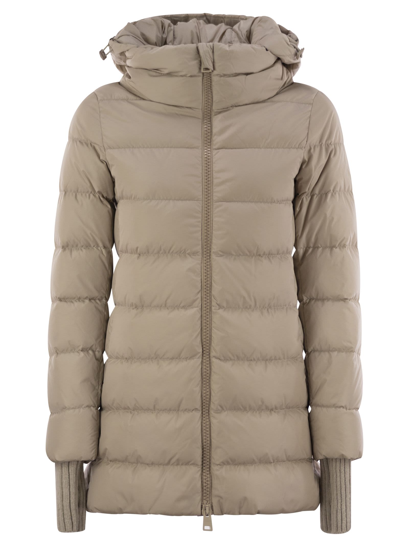 Herno Medium Down Jacket With Hood In Brown