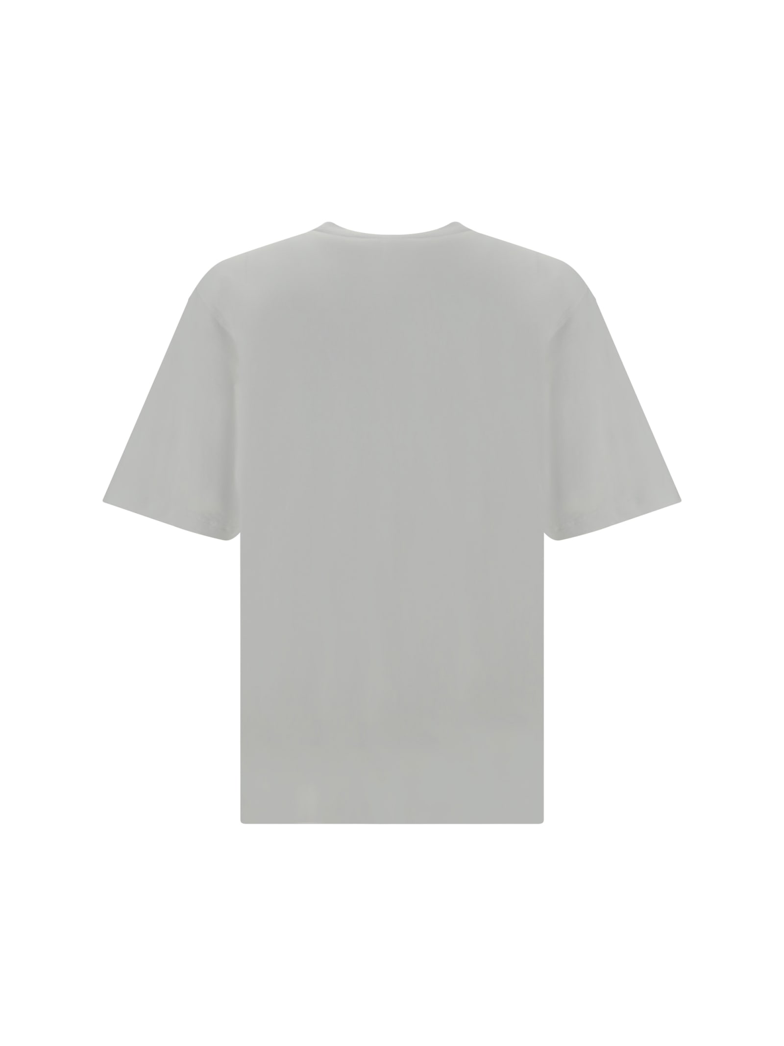 Dolce & Gabbana White Crewneck T-shirt With Contrasting Logo In Bianco Ottico