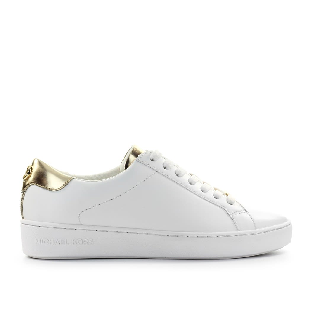 Michael Kors irving lace up white gold sneaker