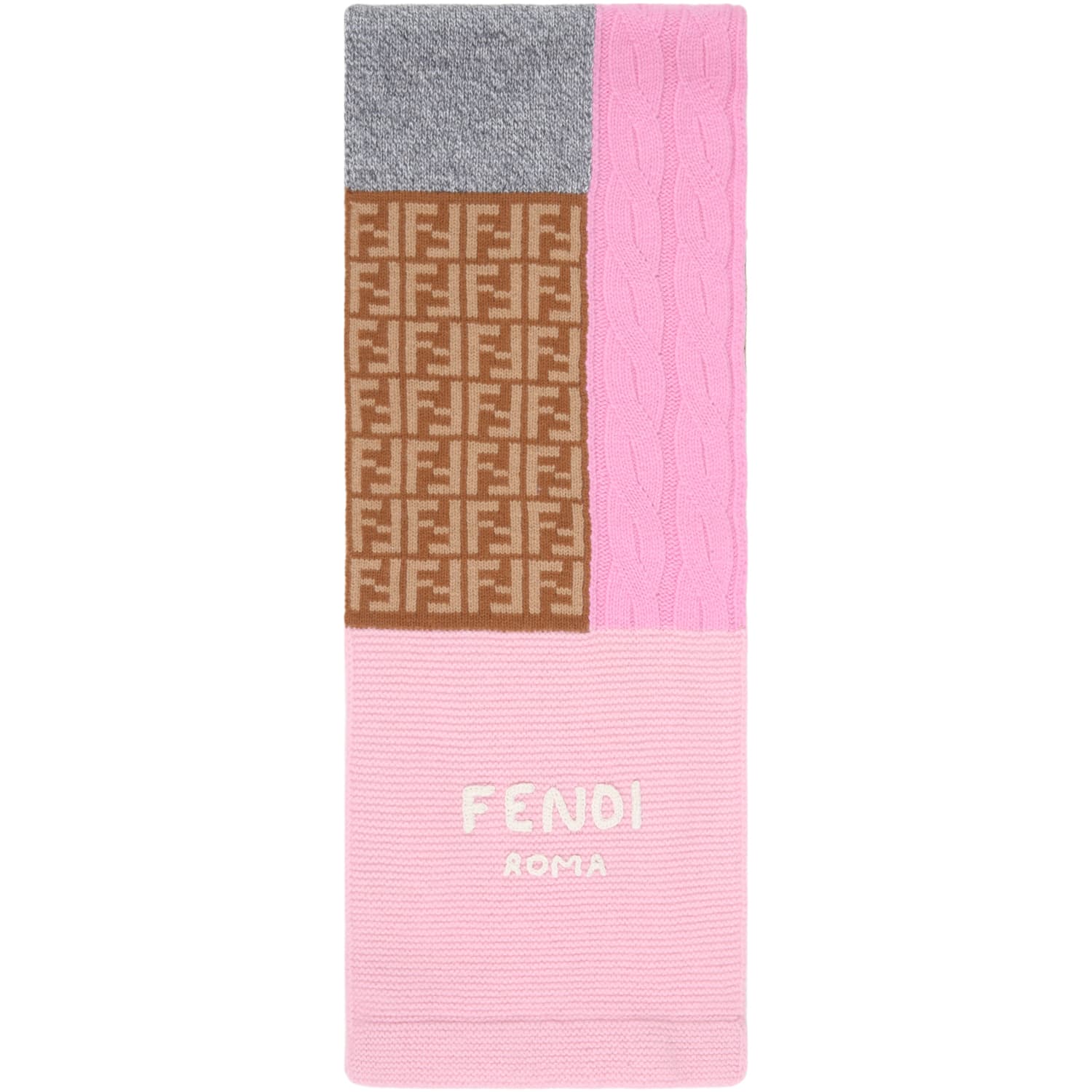 Fendi Multicolor Scarf For Girl With White Logo