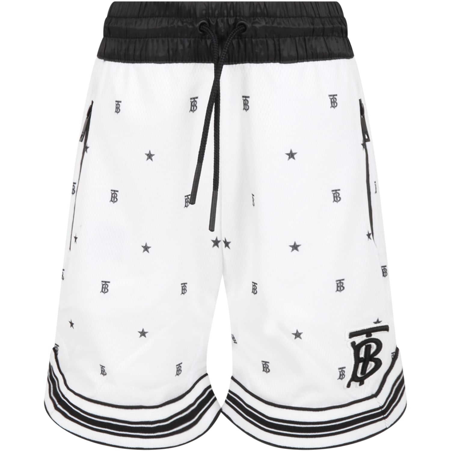 Burberry White Short For Kids With Logos