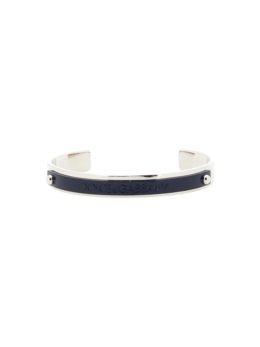 Shop Dolce & Gabbana Navy Rigid Bracelet In Blue