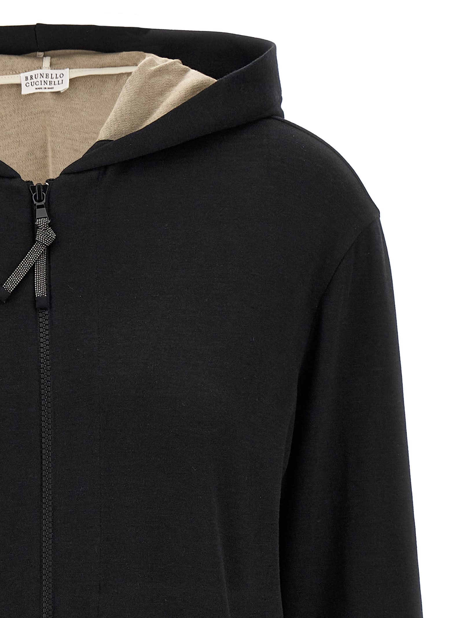Brunello Cucinelli Women Cotton-silk Sweatshirt Topwear With Jewellery In Black