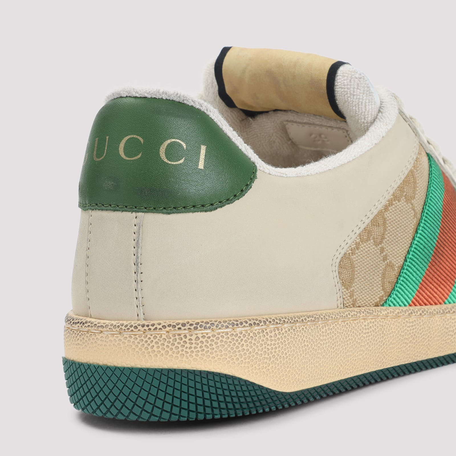 Gucci Screener Distressed Low-top Sneakers In Neutral