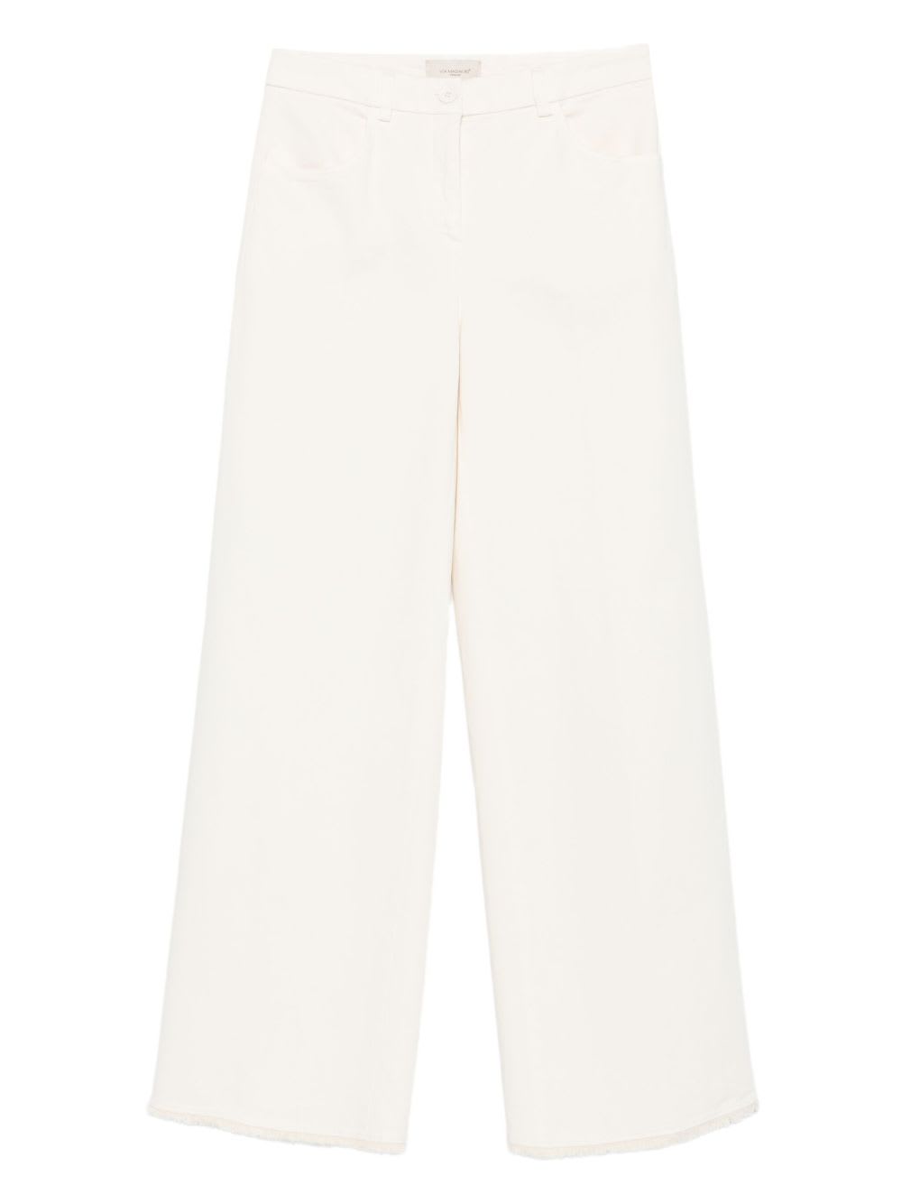 Via Masini 80 Cotton Wide-leg Trousers In White