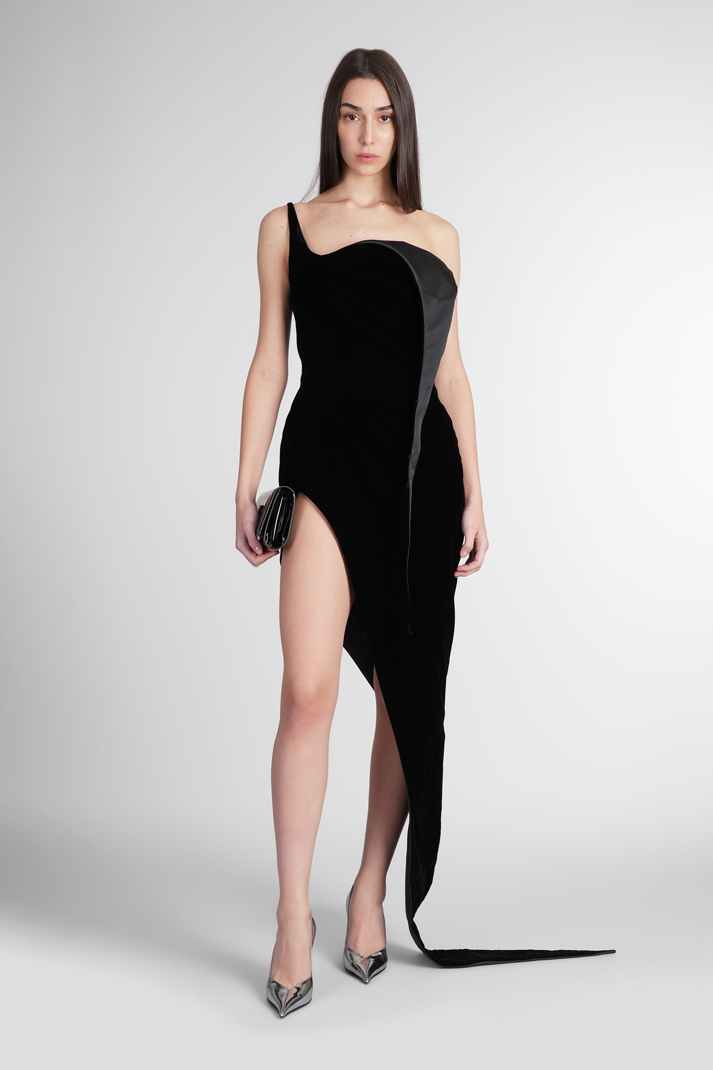 Shop Mugler Dress In Black Velvet