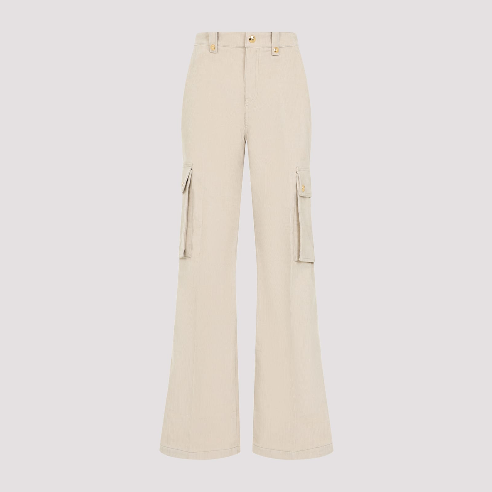 Celine Cargo Pants With Flared Leg And Pockets In Neutral