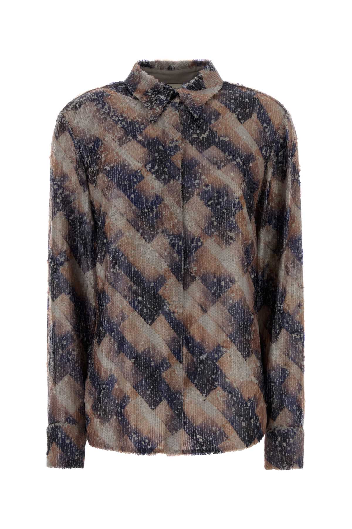 Dries Van Noten Womens Purple Sequin Curved-hem Woven Shirt In Multi