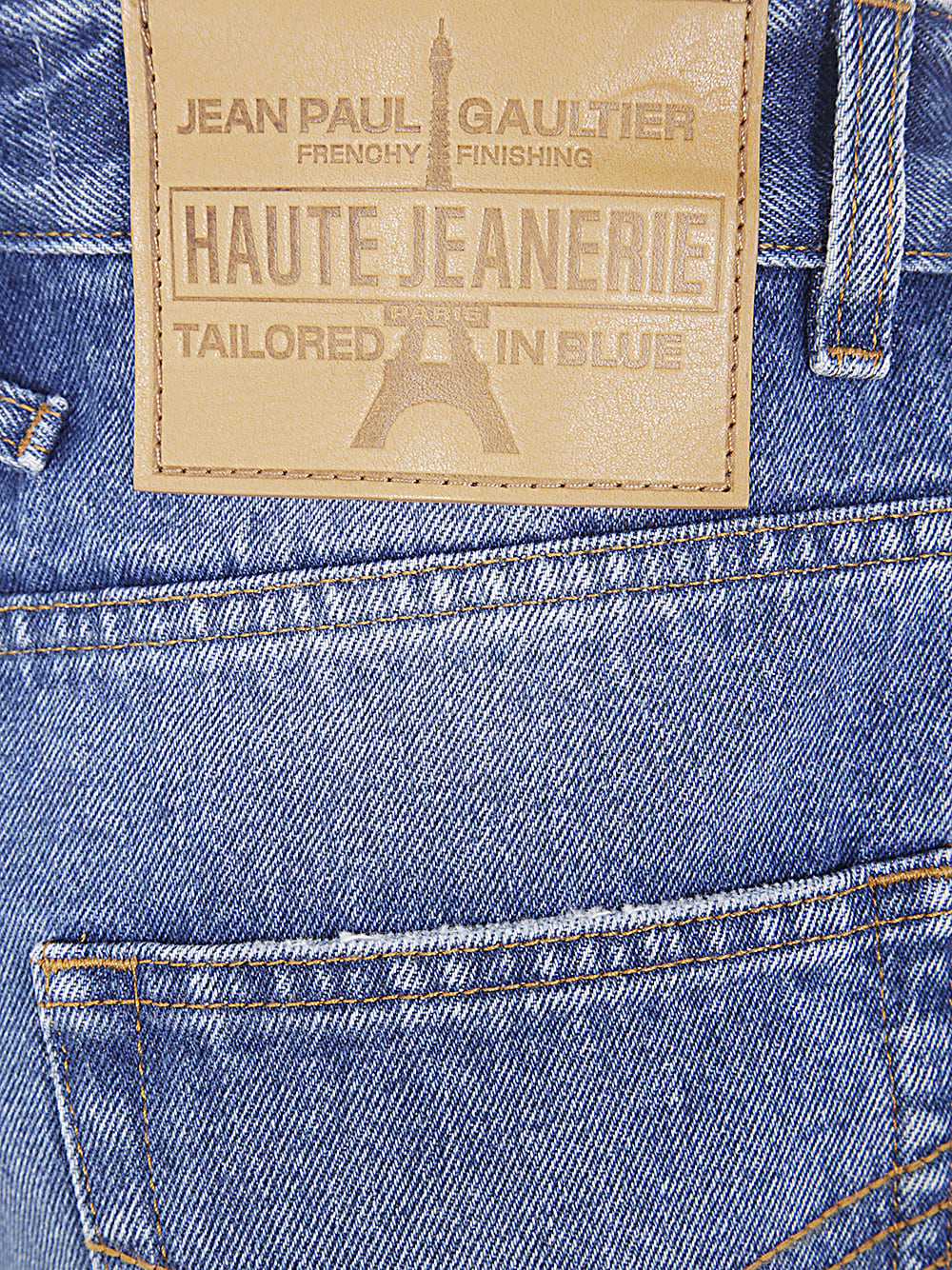 Shop Jean Paul Gaultier Denim Jean With One Leg Buttons Detail In Vintageblue