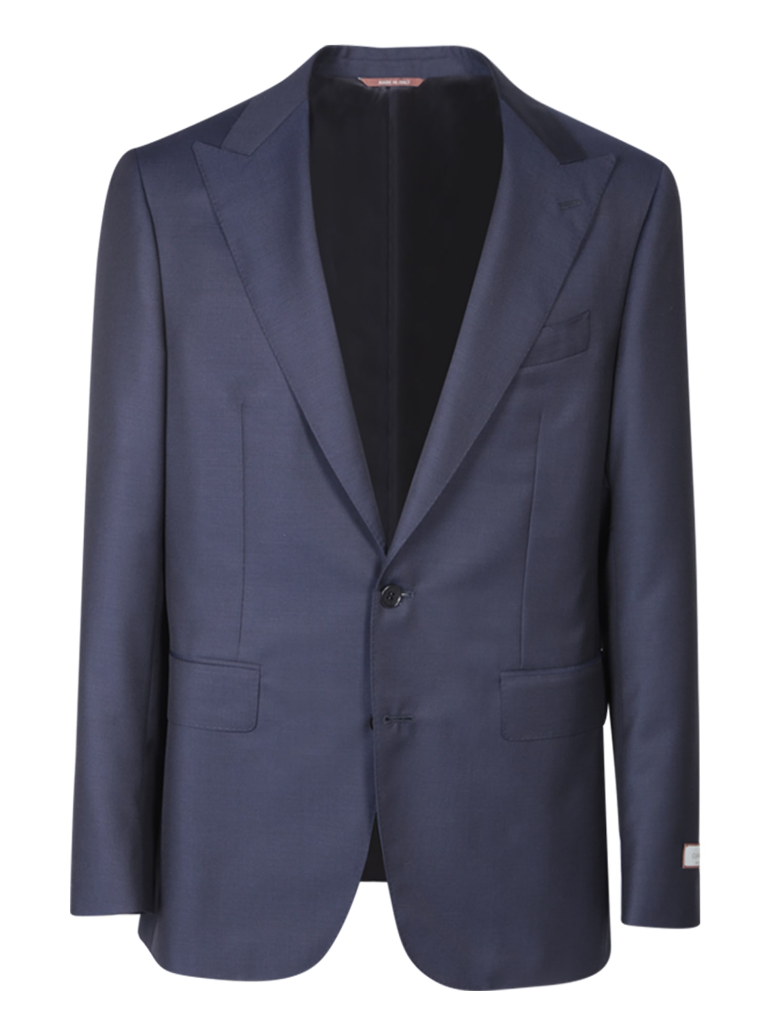 Shop Canali Travel Single-breasted Blue Jacket