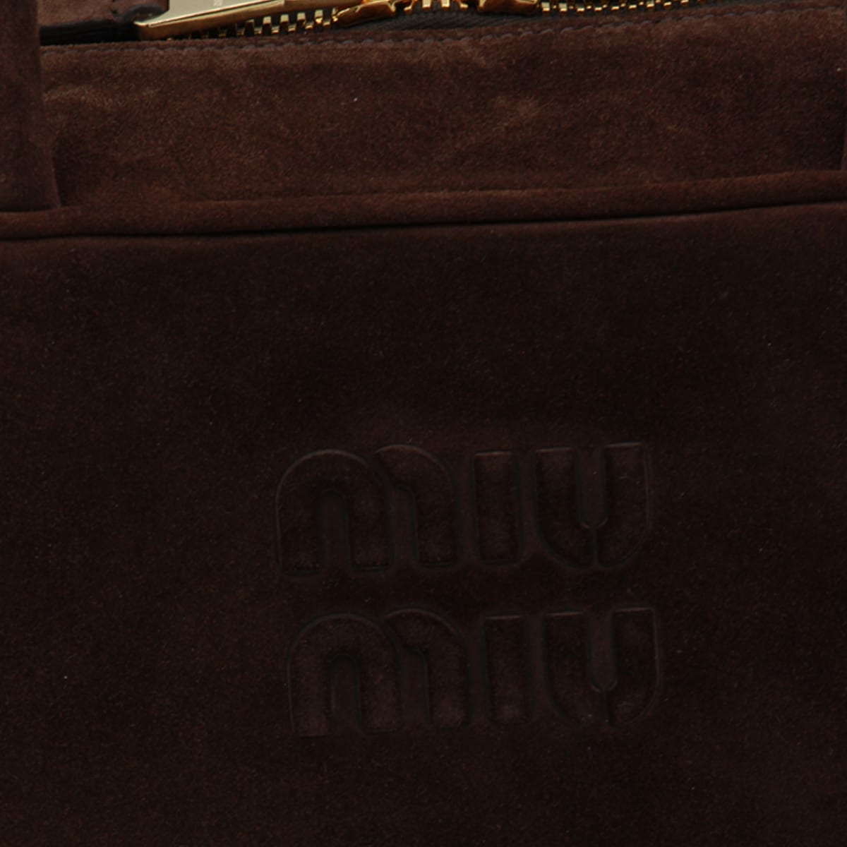 Miu Miu Dark Brown Leather Beau Large Top Handle Bag In Brown