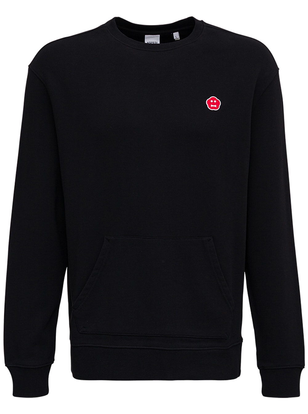 Aspesi Black Cotton Hoodie With Patch Detail