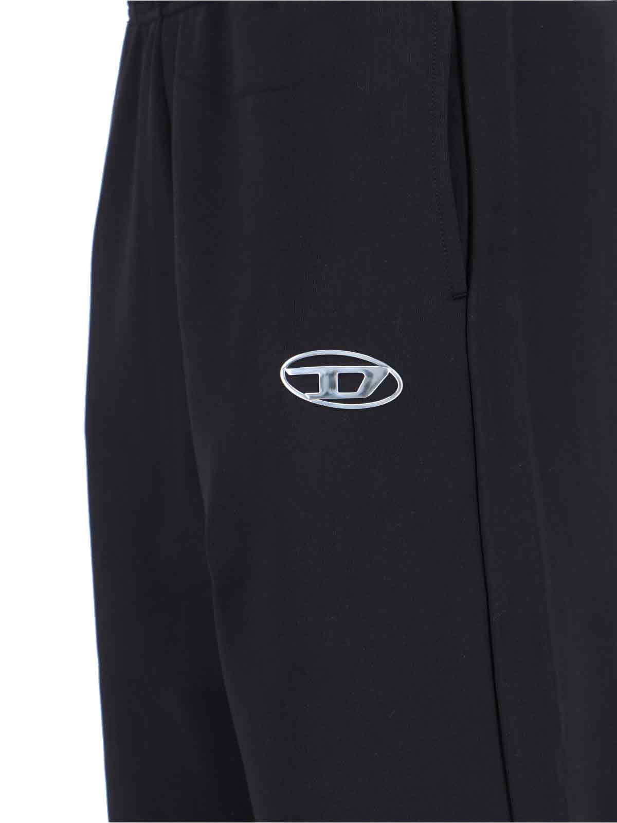 Diesel Straight Trousers With Elastic Waistband And Side Pockets In Black