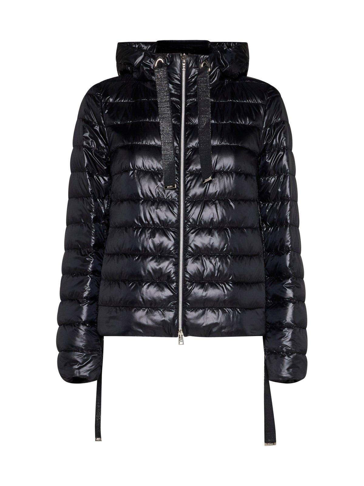 Shop Herno Quilted Hooded Coat In Black