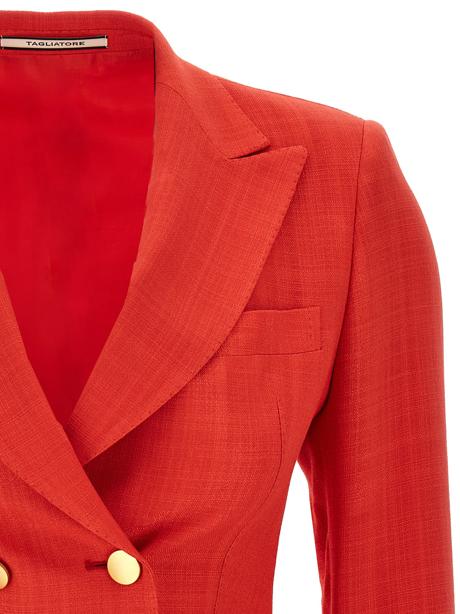 Tagliatore J-coral Double-breasted Blazer In Viscose In Red