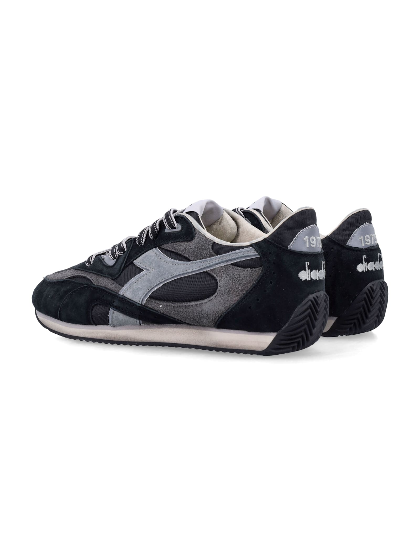 Diadora Heritage Equipe Revenge Used Sneakers In Suede With Vintage Effect In Black