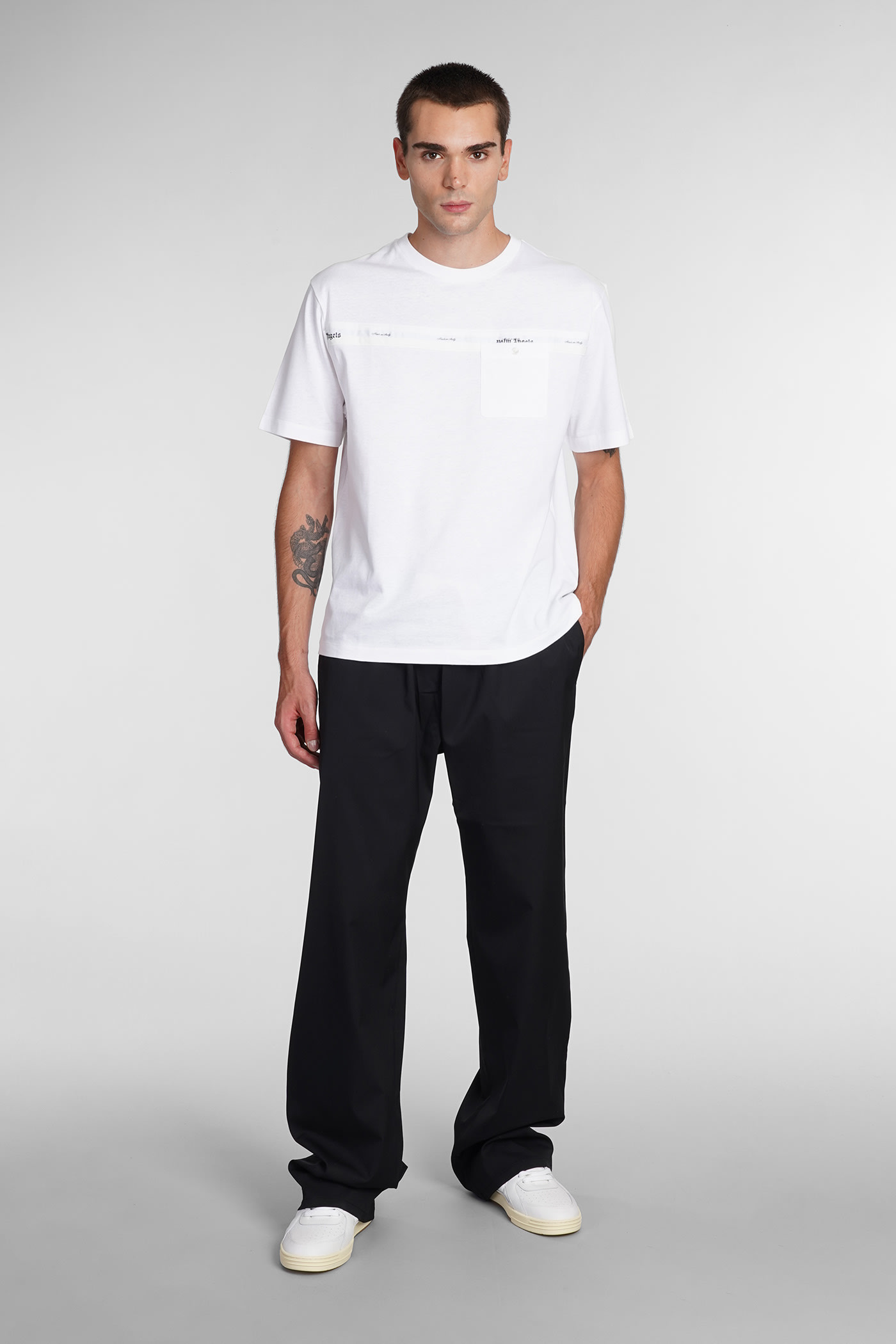 Shop Palm Angels T-shirt In White Cotton In White Off