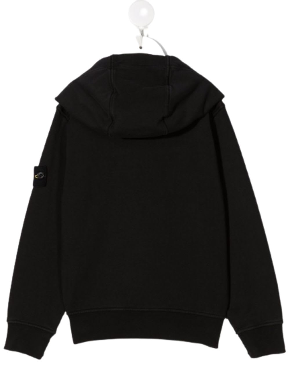 Shop Stone Island Junior Stone Island Kids Boys Black Cotton Hoodie With Logo