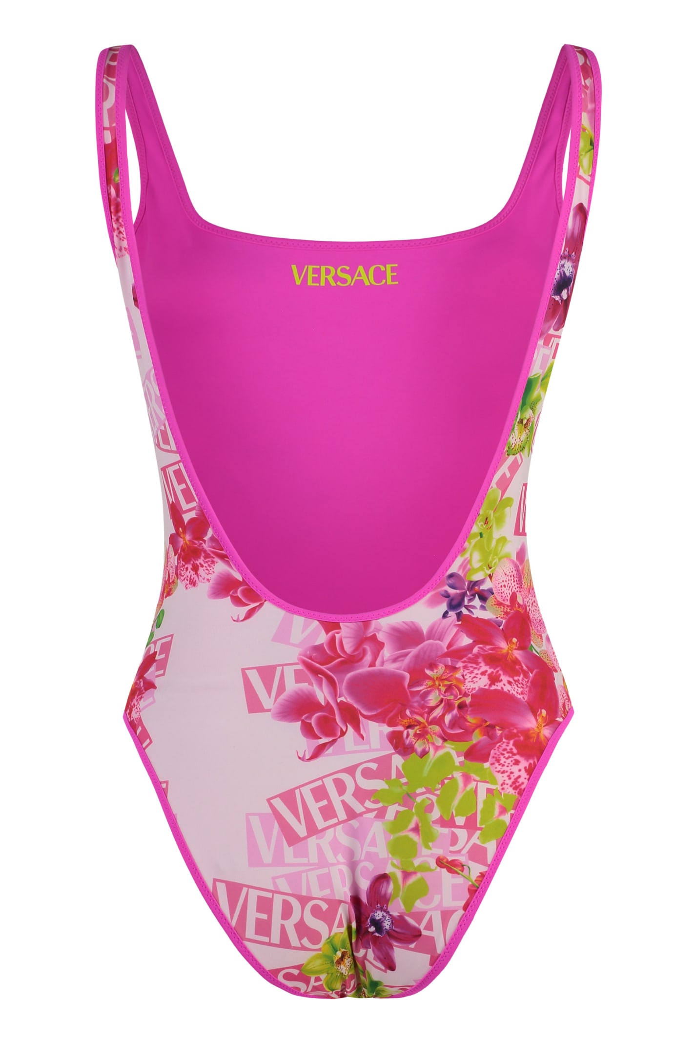 Shop Versace Reversible One-piece Swimsuit In Fuchsia