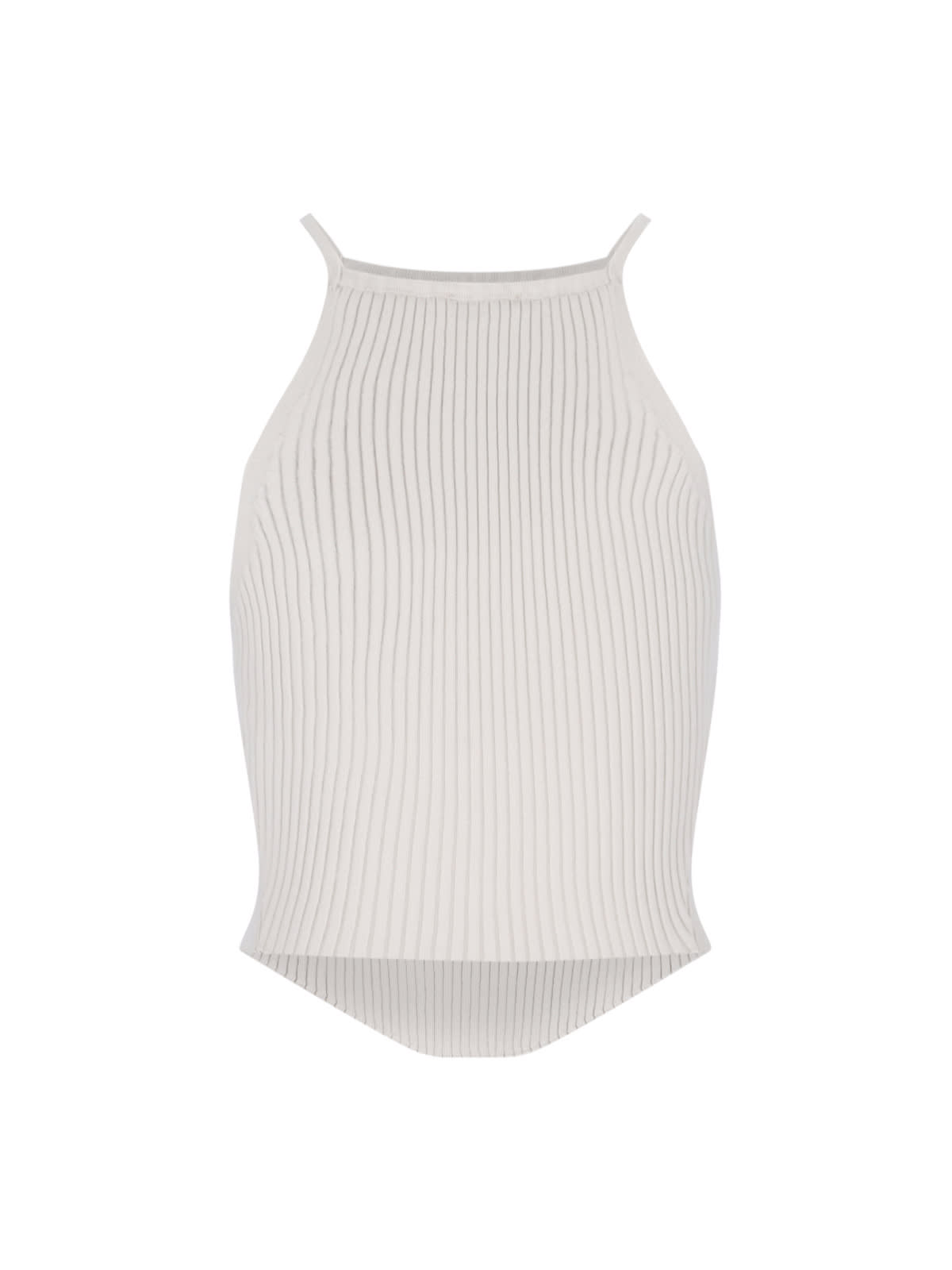 Shop Courrèges Ribbed Tank Top In Taupe