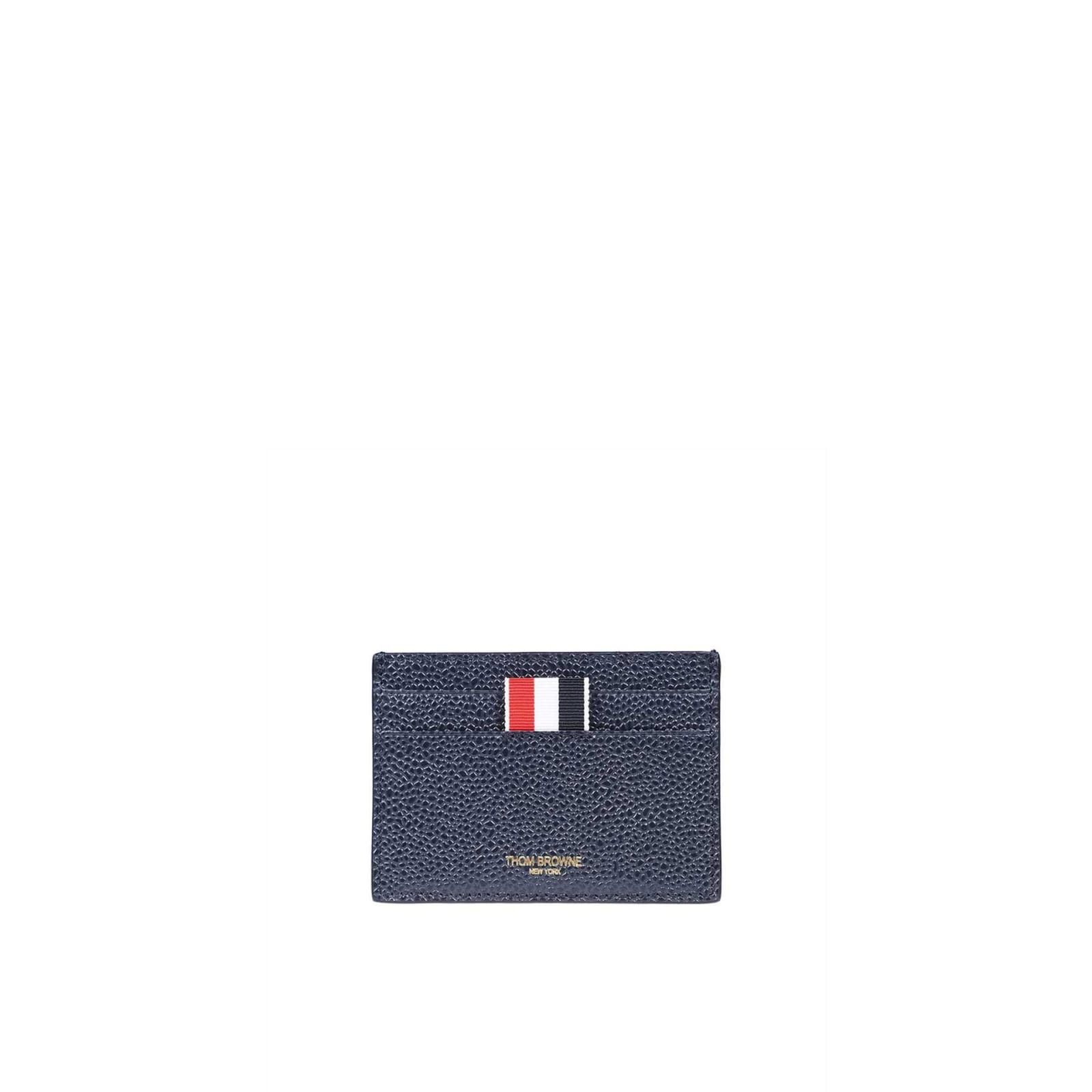 Shop Thom Browne Leather Card Holder In Blue