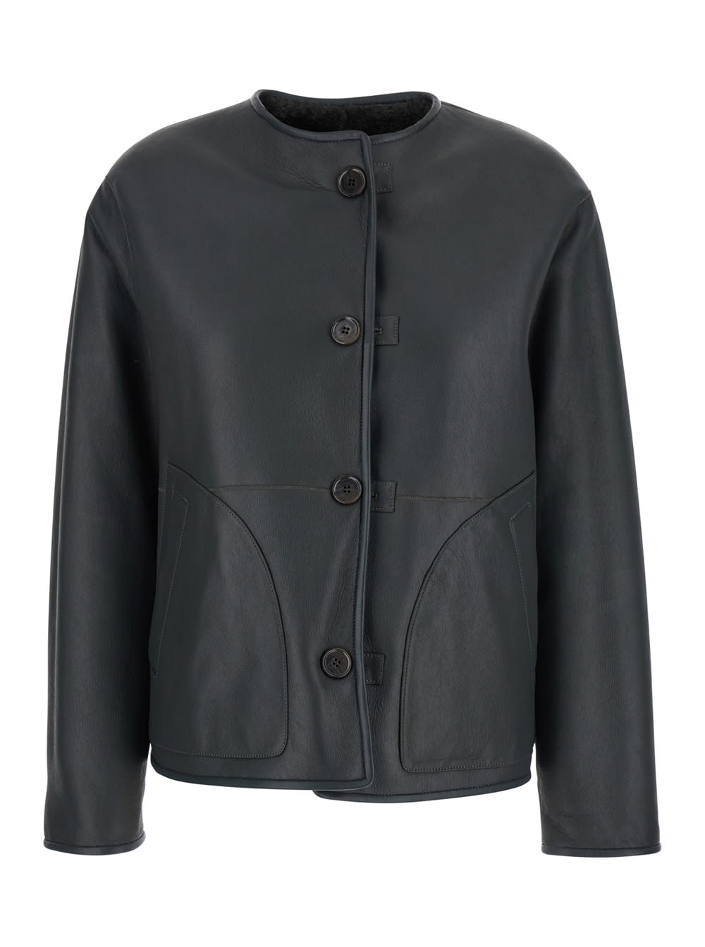 Arma Button-fastening Shearling Jacket In Black