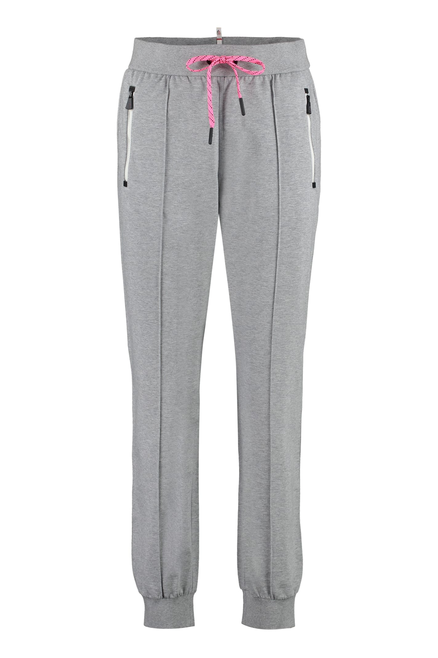 Shop Moncler Logo Detail Cotton Track-pants In Grey