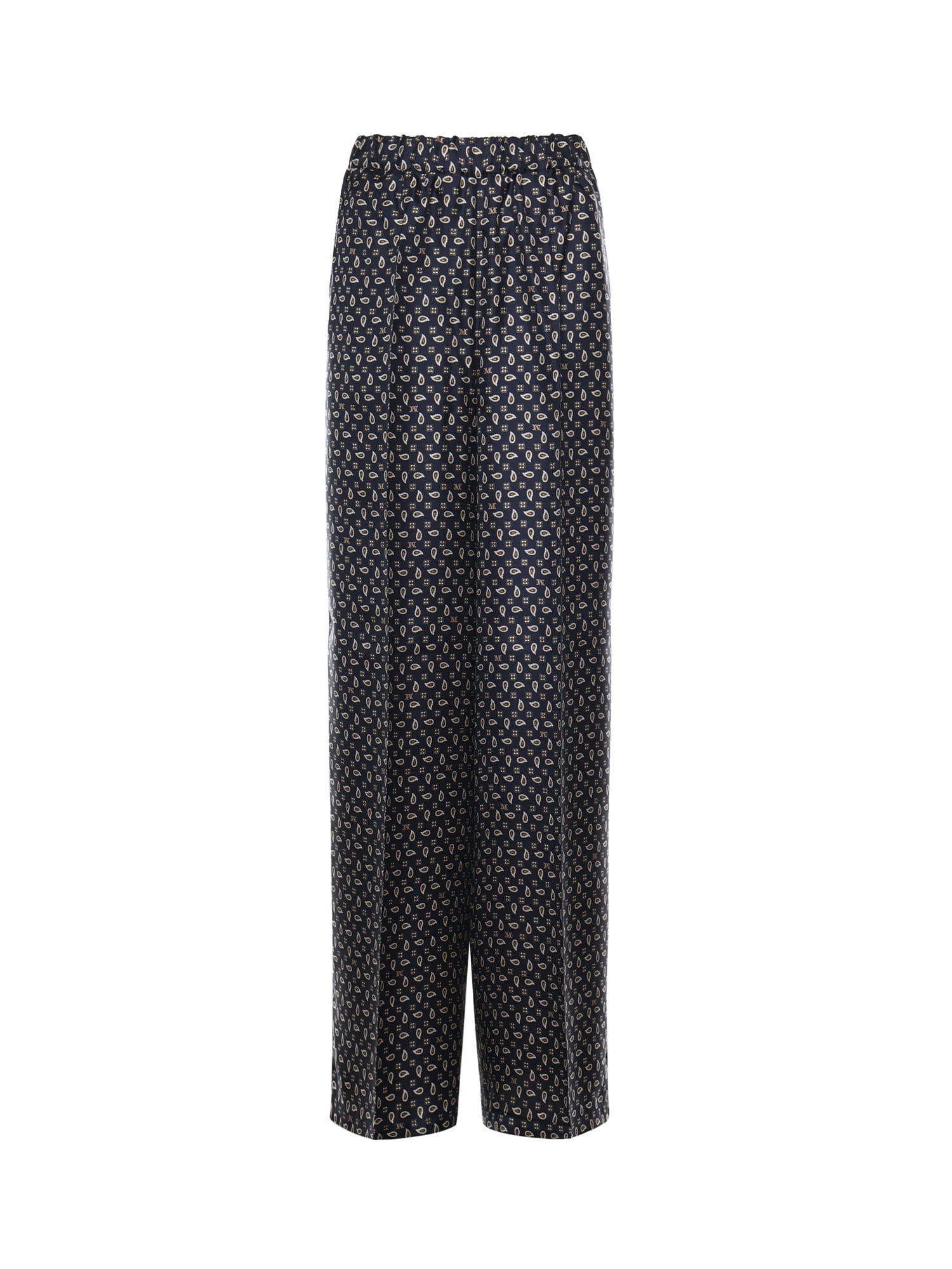 Max Mara Printed Silk Trousers In Blue