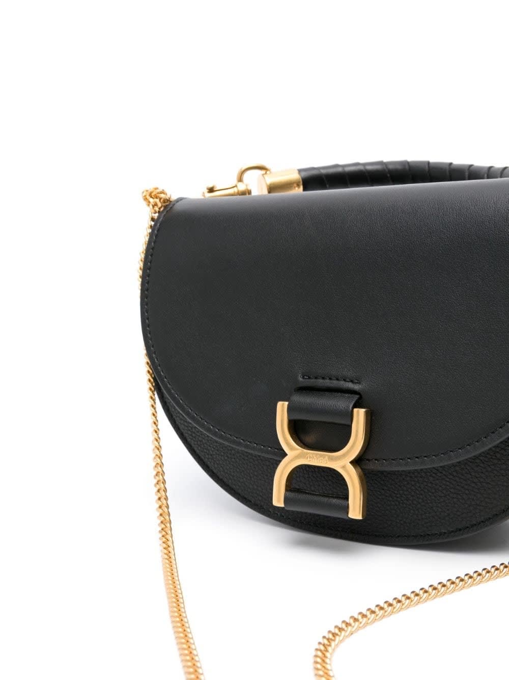 Shop Chloé Black Marcie Bag With Flap And Chain